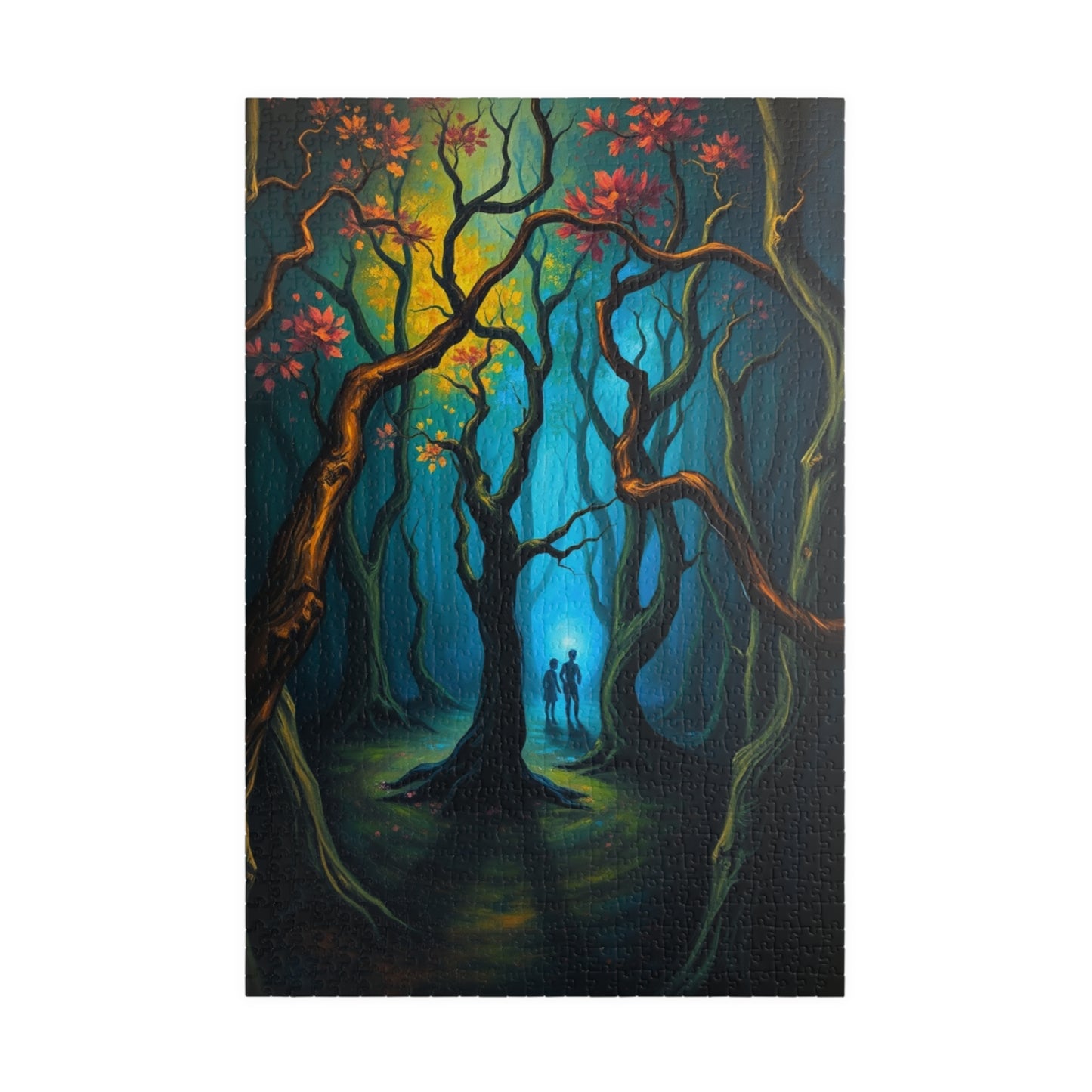 Enchanting Forest Puzzle - Ghostly Figures and Blue Mist Gothic Jigsaw Game, Perfect Gift for Nature Lovers, Family Game Night, Relaxation 1014 pcs (Vertical) The Puzzle Chest