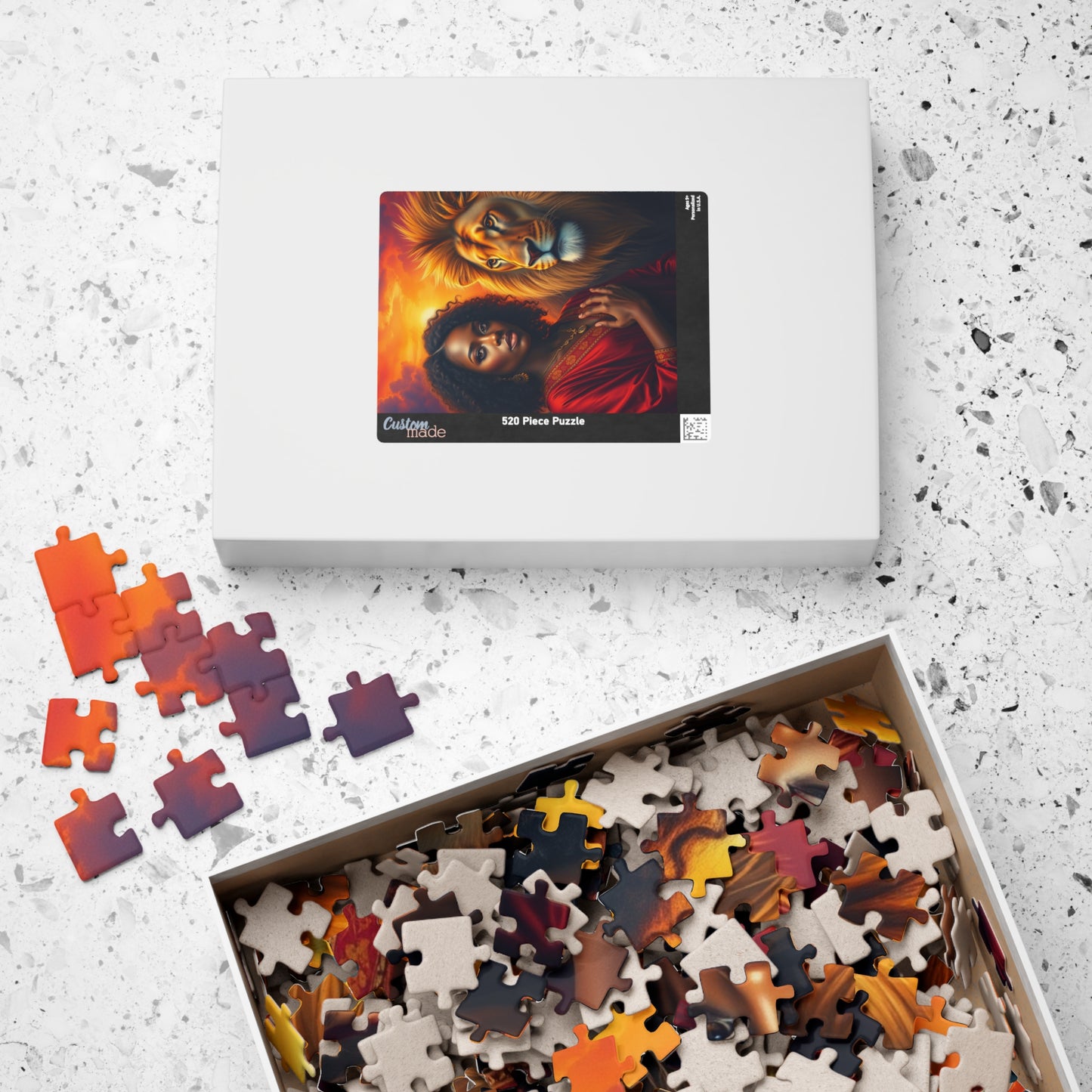 Empowering Lion and Woman Puzzle, Black Art Afrocentric Theme Jigsaw Game, Mindfulness Gift for Friends, Family Night, Home Entertainment Puzzle The Puzzle Chest