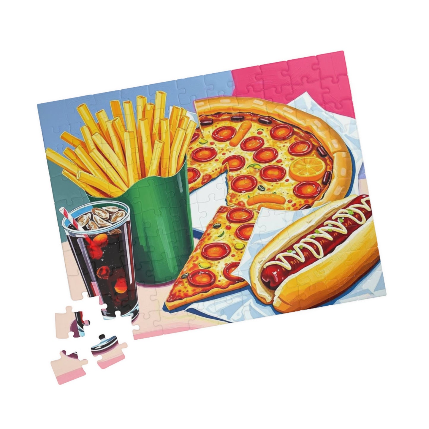 Fast Food Fun Puzzle - Pop Art Jigsaw Game Adult Gift for Food Lovers, Family Game Night, Unique Home Entertainment Puzzle The Puzzle Chest