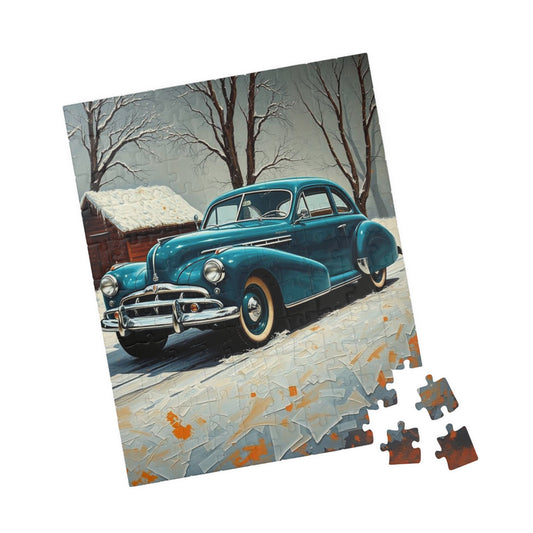 Winter Vintage Car Puzzle - Retro Auto Jigsaw, Family Game, Gift for Car Lovers, Nostalgic Home Decor, Fun Indoor Activity Puzzle The Puzzle Chest