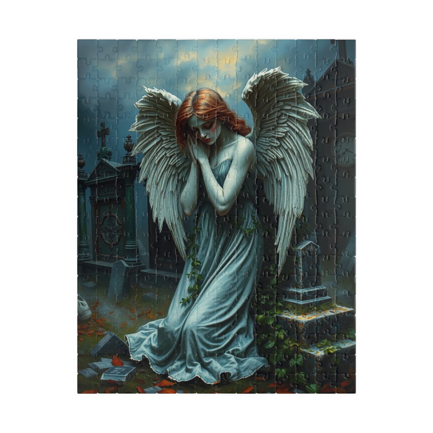 Gothic Angel Statue Puzzle, Mystical Jigsaw Game for Adults, Unique Gift for Puzzle Lovers, Spiritual Art, Perfect for Halloween, Meditation 252 pcs (Vertical) Puzzle The Puzzle Chest