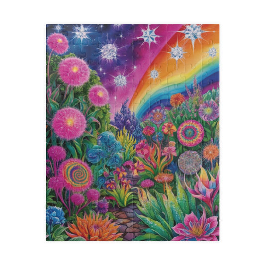 Trippy Flower Puzzle, Dreamy Floral Glowing Garden Theme Jigsaw Game, Challenging Hobby for Adults and Teens, Relaxing Activity, Unique Gift 110 pcs (Vertical) Puzzle The Puzzle Chest