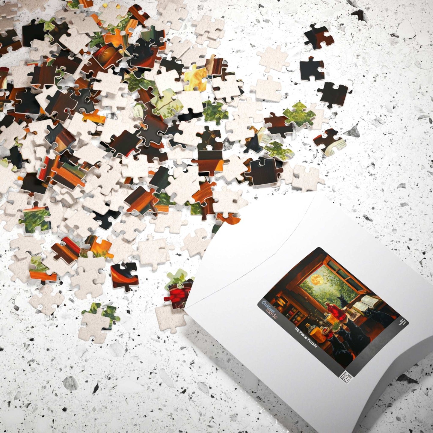 Autumn Alchemists Table Jigsaw Puzzle - Mystical Cat Theme, Ideal Witchy Gift for Cat Lover, Magic Enthusiast, Family Fun, Mindful Activity