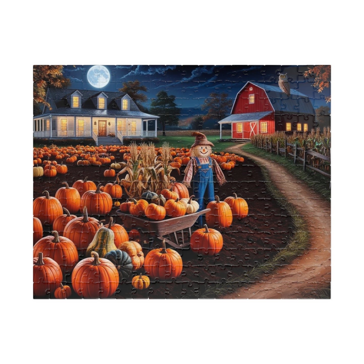 Harvest Pumpkin Scarecrow Puzzle | Fall Decor Puzzle | 110, 252, 520, 1014 Pieces | Family Fun | Autumn Activity, Halloween Puzzle, 252 pcs (Horizontal) Puzzle The Puzzle Chest