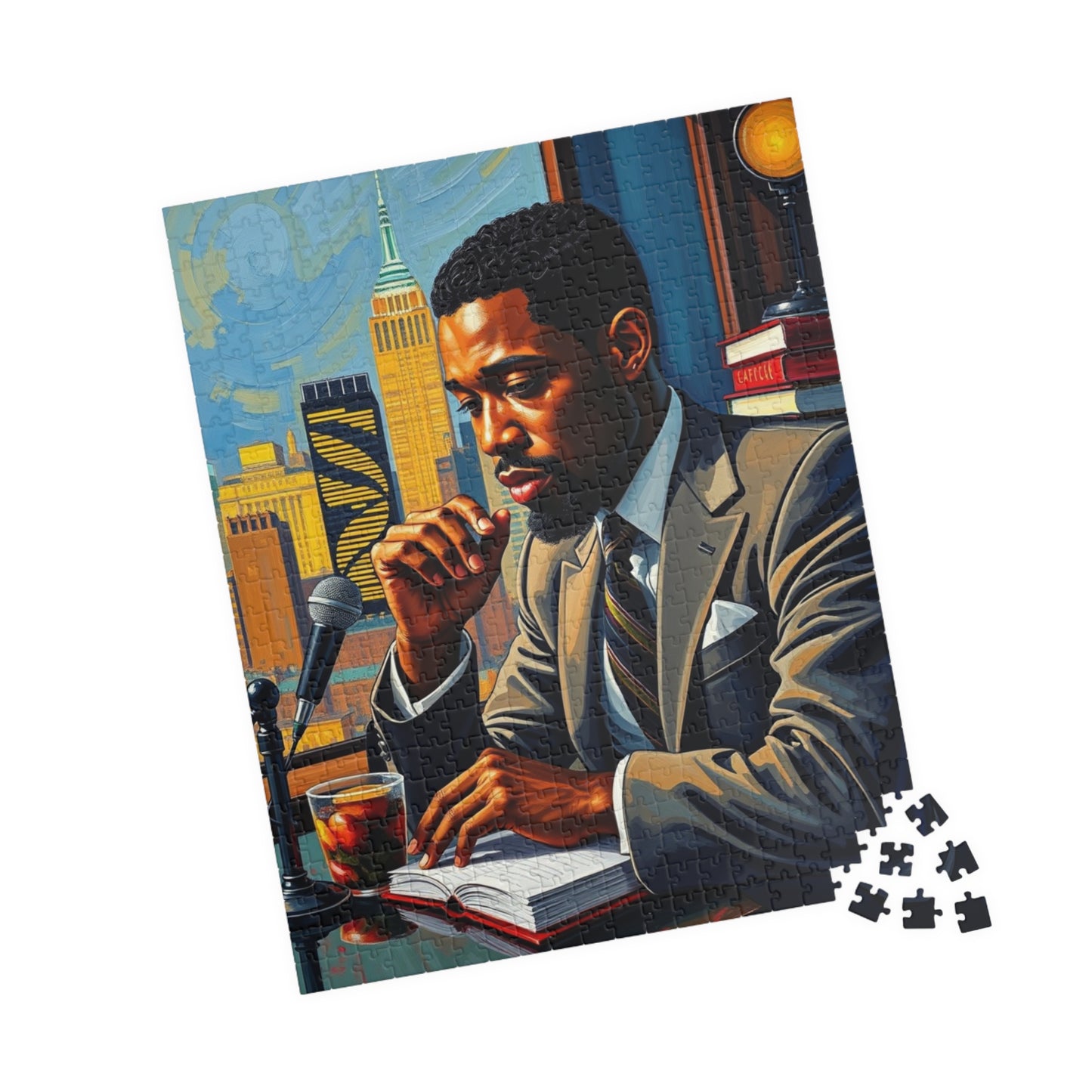 Black Art Puzzle, African American Poet at Café, Afrocentric Jigsaw Game for Adult, Solo or Family Fun, Holiday Gift for Puzzle Enthusiasts Puzzle The Puzzle Chest