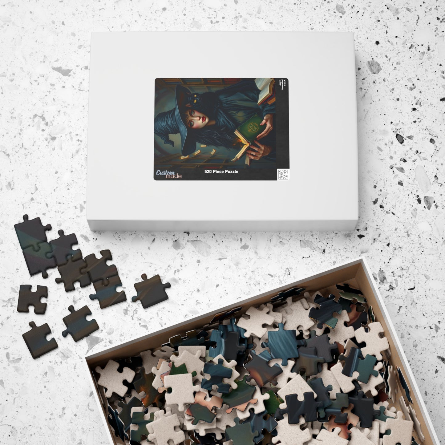 Gothic Witch Puzzle, 110, 252, 520, 1014-Piece Black Cat Dark Library Jigsaw Game for Adults, Halloween Decor, Unique Gift, Witchcraft Art Puzzle The Puzzle Chest