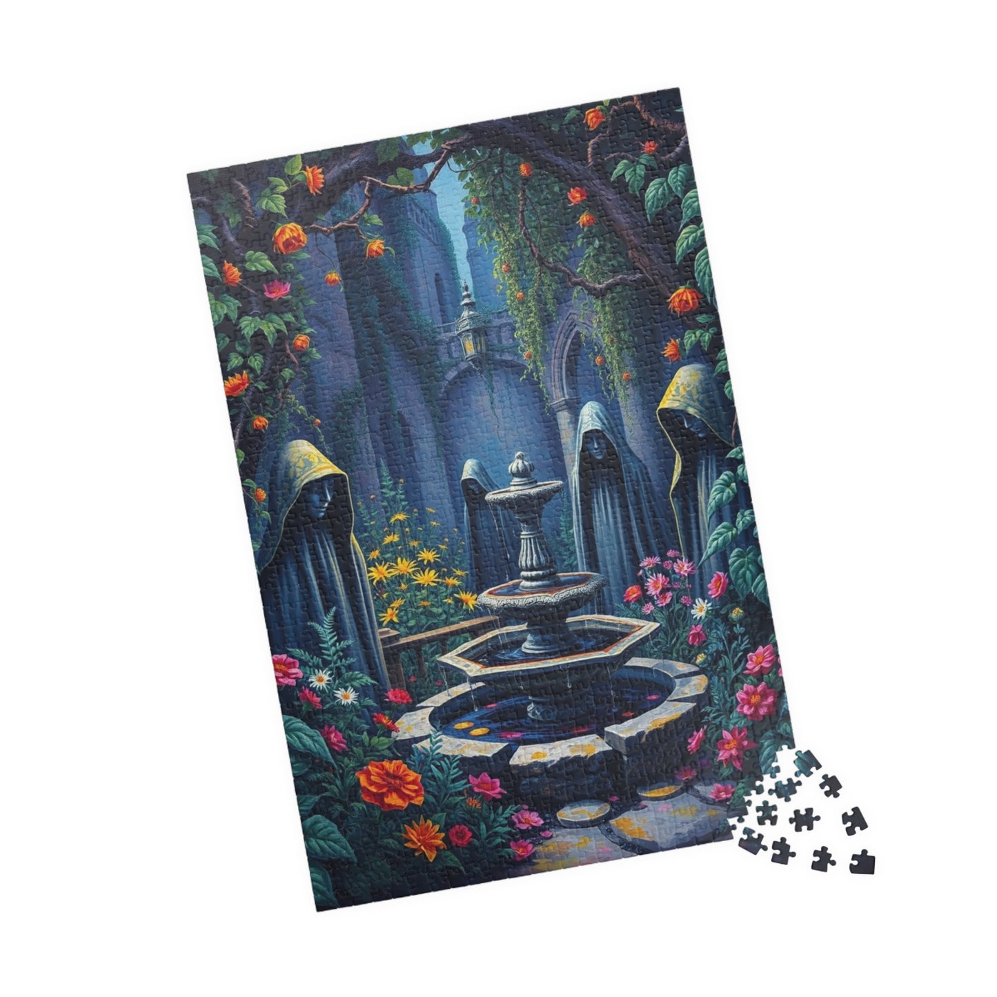 Haunting Gothic Garden Puzzle (110, 252, 520, 1014-piece), Bioluminescent Flowers Stone Statues, Mysterious Tabletop Jigsaw Game, Giftable Puzzle The Puzzle Chest