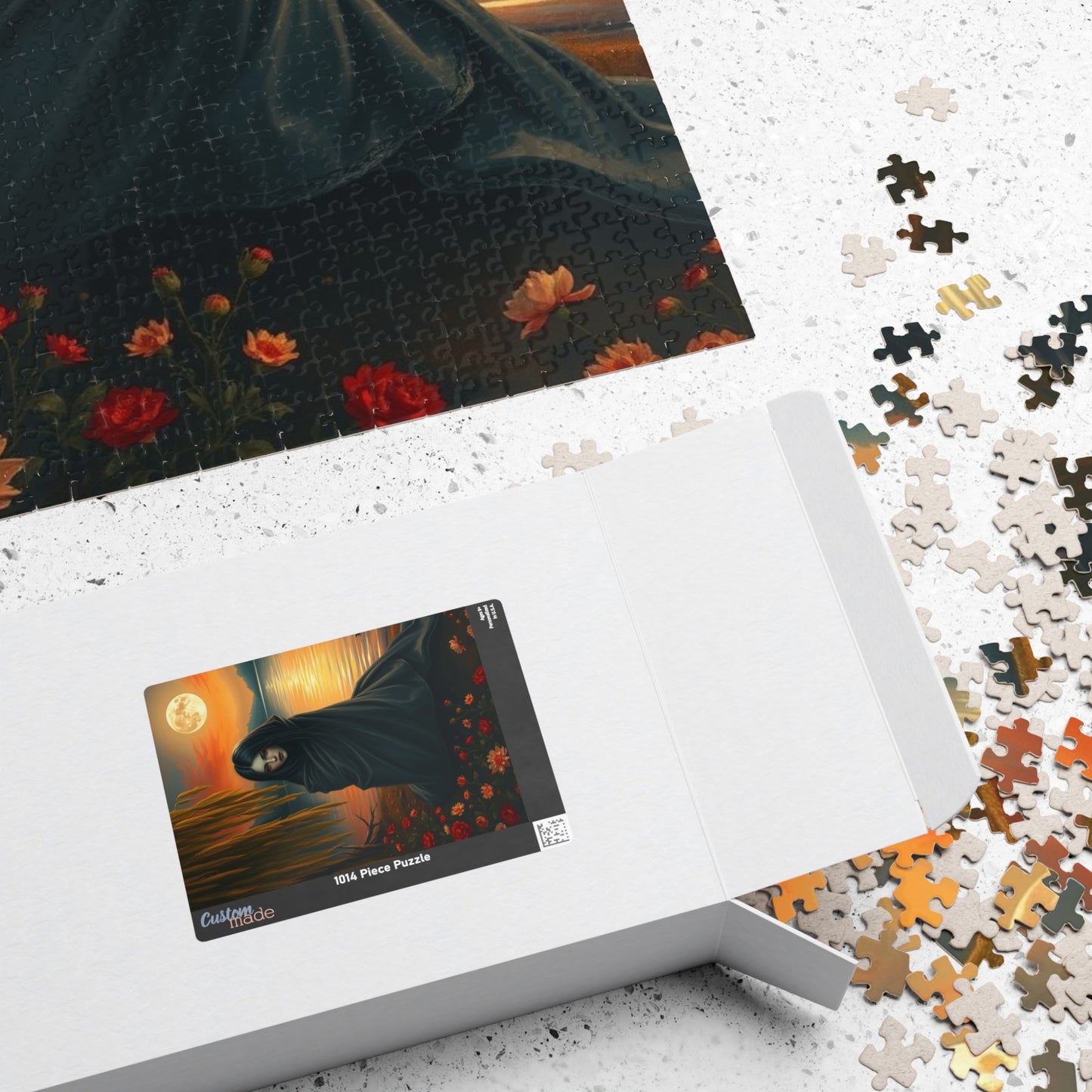 Jigsaw Puzzle, Mythical Selkie Sitting on Lakeshore under Full Moon, Dark Fantasy, 110, 252, 520, 1014-piece, Stress Relief Activity, Home Puzzle The Puzzle Chest