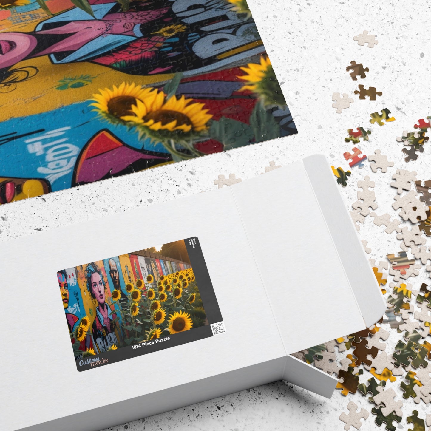 Historical Berlin Wall Jigsaw Puzzle, Vibrant Street Art and Blooming Sunflowers, Hopeful Theme Family Game Night Mindful Activity, Giftable Puzzle The Puzzle Chest