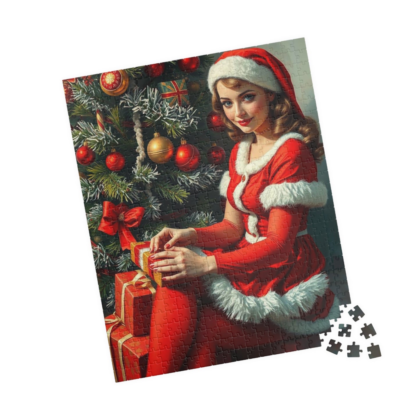 Festive Holiday Jigsaw Puzzle for Adult, Mrs. Claus Design, Vintage Christmas Art, Puzzle Lover Gift for Family, Cozy Night, Mental Exercise 520 pcs (Vertical) Puzzle The Puzzle Chest