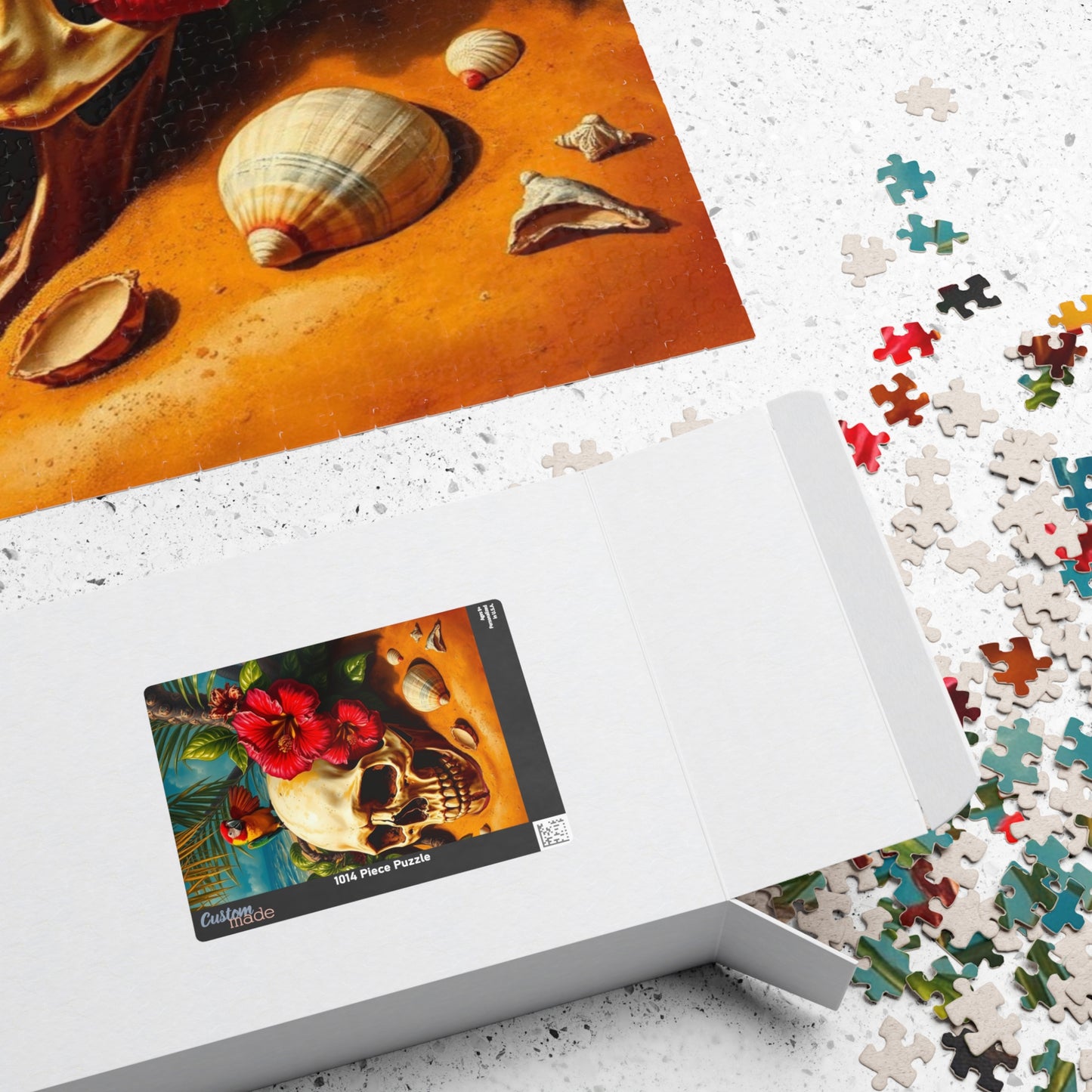 Tropical Skull Artwork Puzzle, 110-1014 Pieces, Beach Scene, Unique Gift for Puzzle Lover, Fun Family Activity, Summer Vibe, Brain Teaser Puzzle The Puzzle Chest