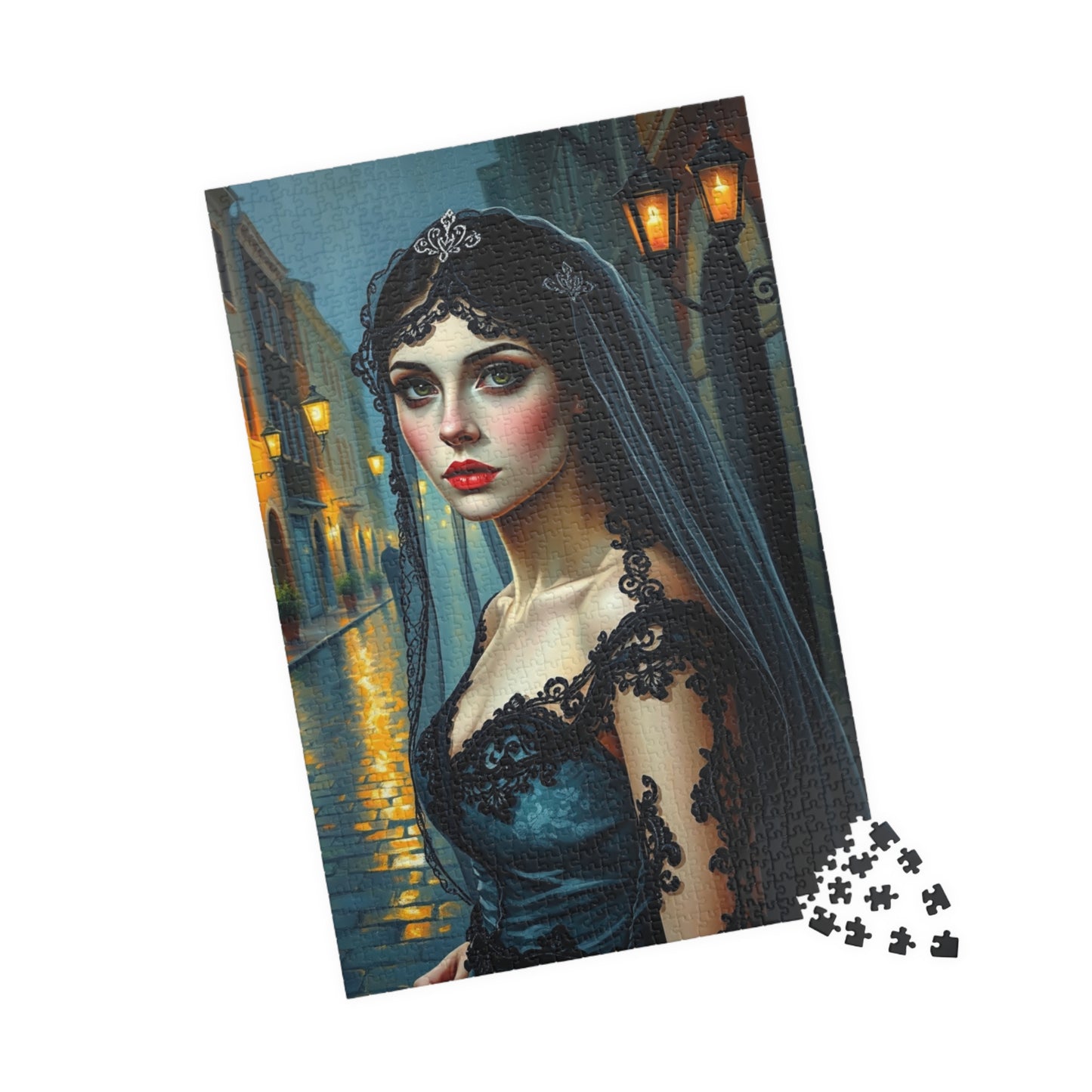 Gothic Bride Portrait Puzzle - Unique Artwork 110, 252, 520, 1014-Piece, Perfect Gift for Puzzle Lovers Dark Art Enthusiasts, Cosplay Puzzle The Puzzle Chest