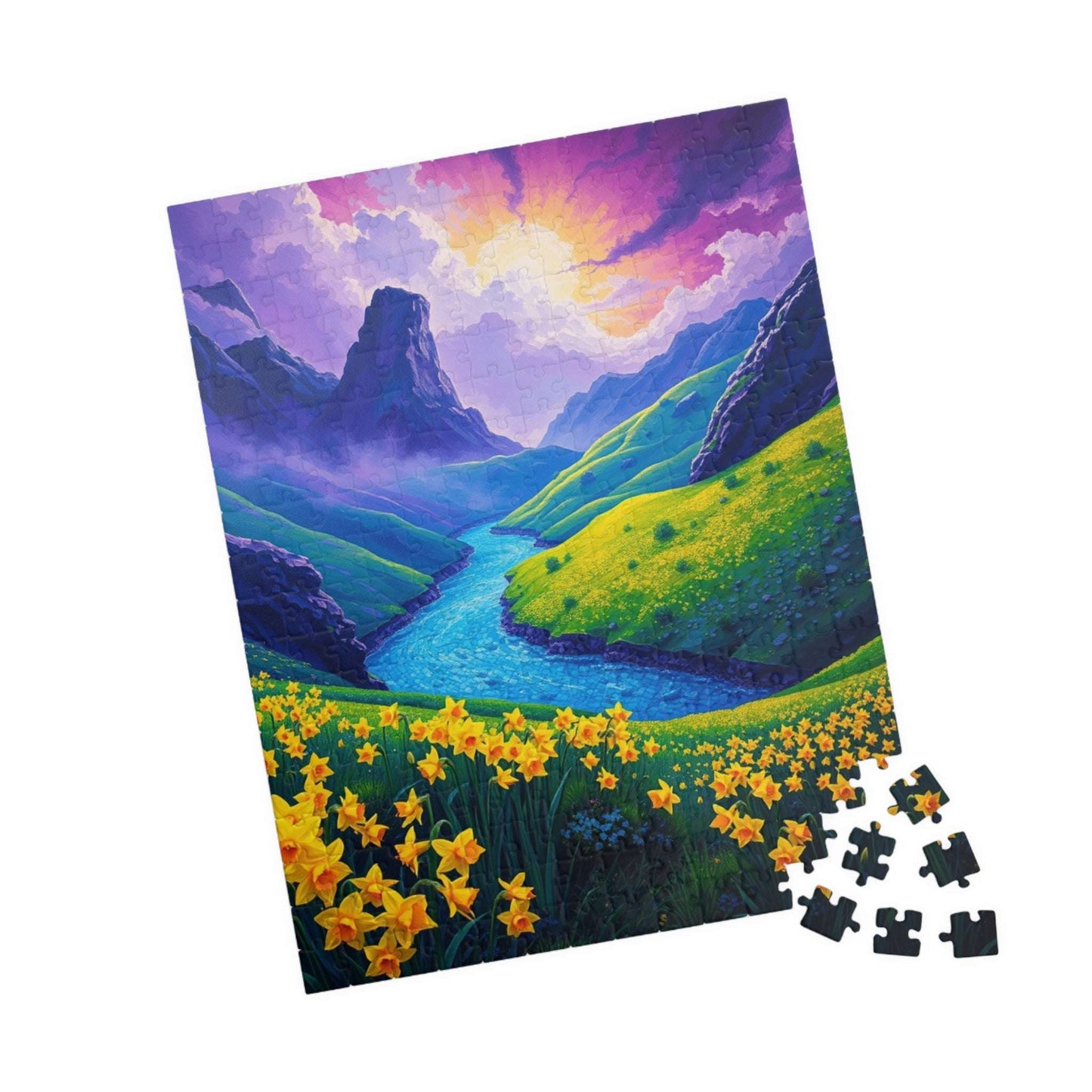 Serene Nature Daffodil Puzzle - Tranquil Flower Landscape Jigsaw Game, Perfect for Relaxation, Family Nights, Gift for Floral Art Lover Puzzle The Puzzle Chest