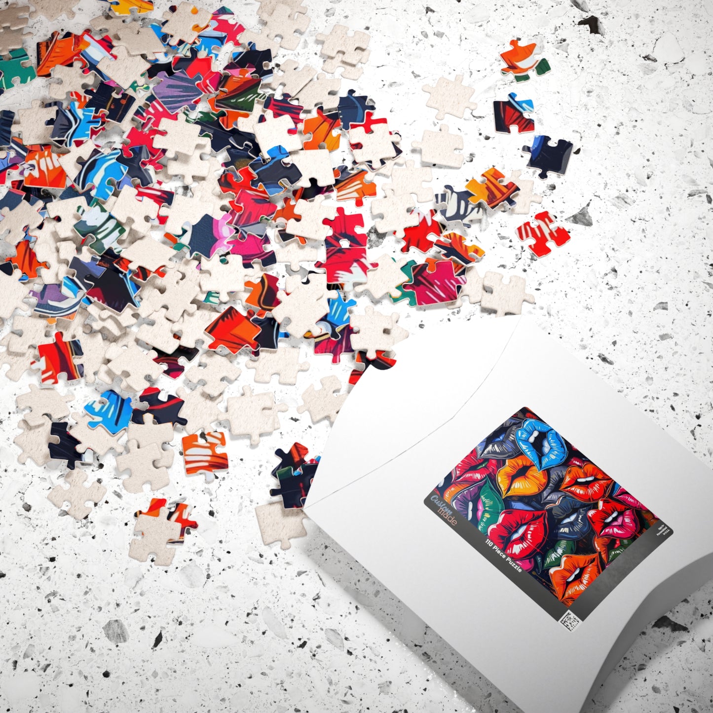 Colorful Lips Jigsaw Puzzle, Lipstick Kisses Collage, Fun Activity, Creative Hobby, Gift for Puzzle Lovers Art Enthusiast, Brain Teaser Game Puzzle The Puzzle Chest