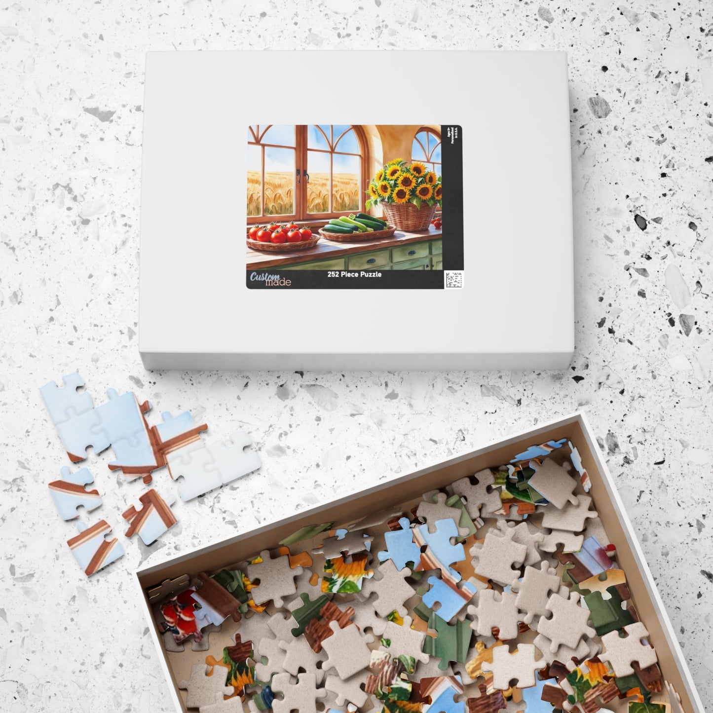 Summer Harvest Puzzle, Farmhouse Kitchen Jigsaw Game, 110 252 520 1014-Piece - Tomatoes Zucchini Sunflowers Golden Wheat Fields Puzzle The Puzzle Chest
