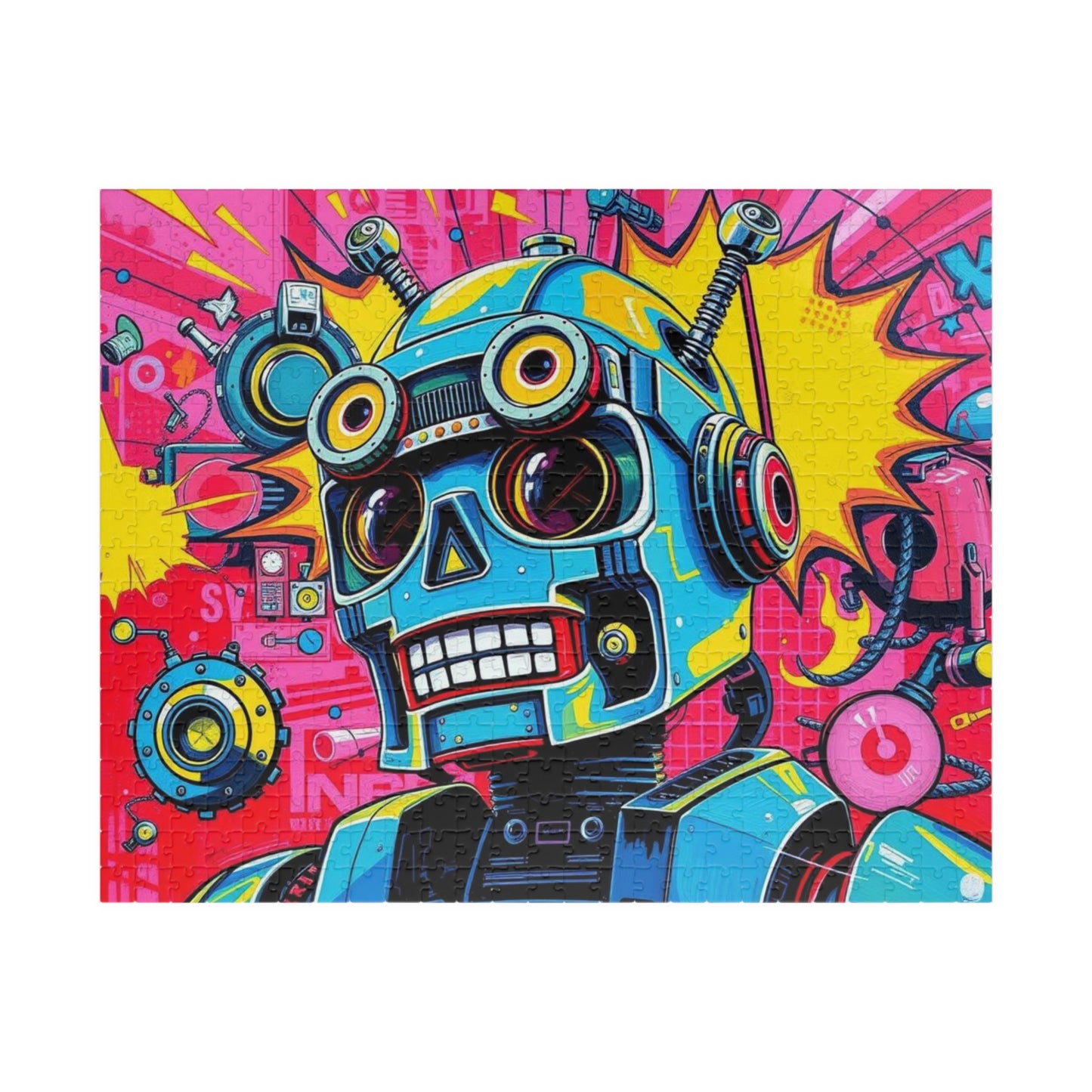 Whimsical Robot Puzzle, Colorful Pop Art Puzzle for Adults, Fun Gift for Family Game Night, Creative Birthday Holiday Gift Idea 520 pcs (Horizontal) Puzzle The Puzzle Chest