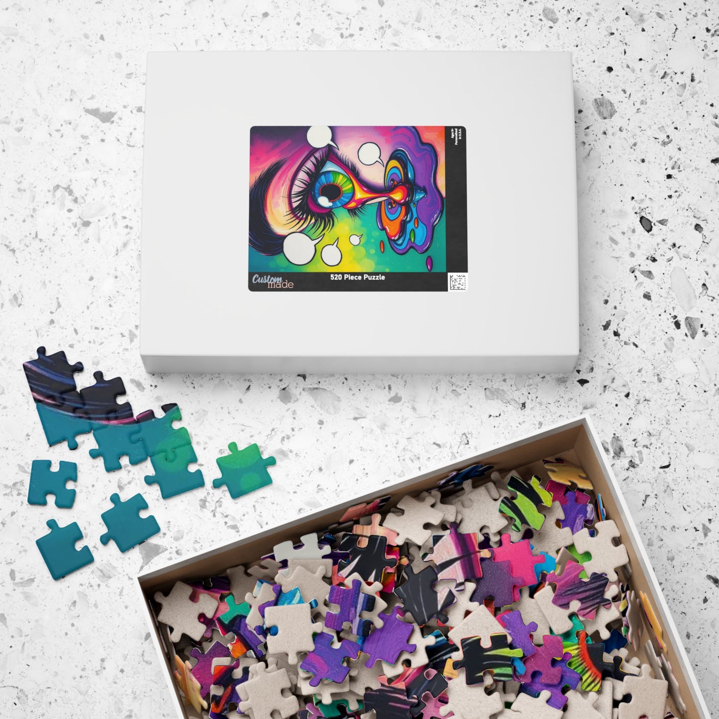 Comic Eye Jigsaw Puzzle - Vibrant Pop Art Jigsaw Game for Adults, Multicolored Tears Speech Bubbles, Family Home Entertainment Brain Teaser Puzzle The Puzzle Chest