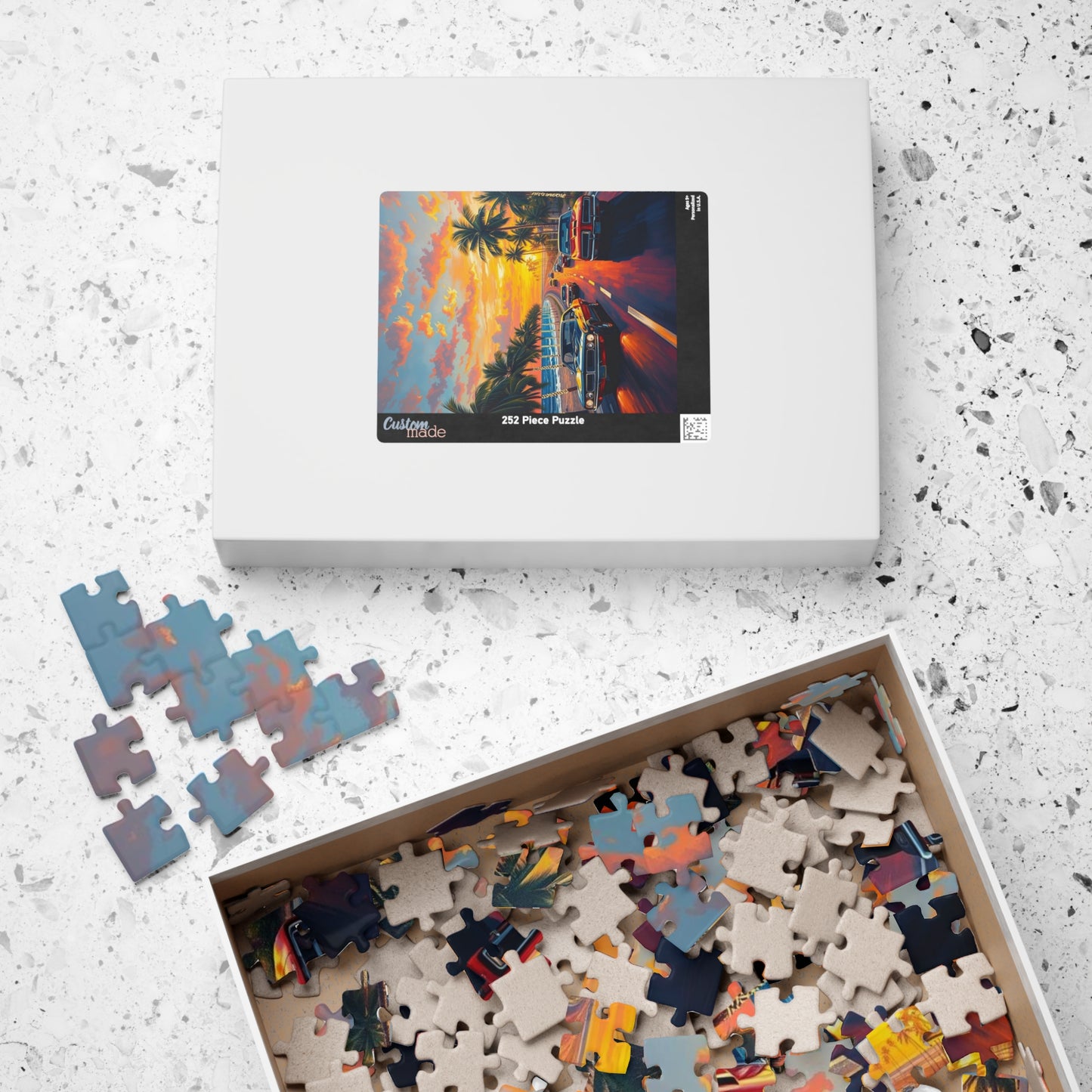 Sunset Muscle Car Puzzle | Nostalgic Jigsaw Puzzle for Adults, Friend Gift for Car Enthusiasts, Family Fun Game Night, Challenging Activity Puzzle The Puzzle Chest