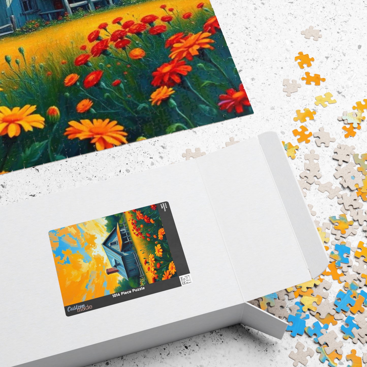 Sunset Bloom Farmhouse Puzzle – 1000 Piece Jigsaw, Rustic House and Garden Scene, Summer Puzzle for Adults, Country Home Decor Gift Idea Puzzle The Puzzle Chest