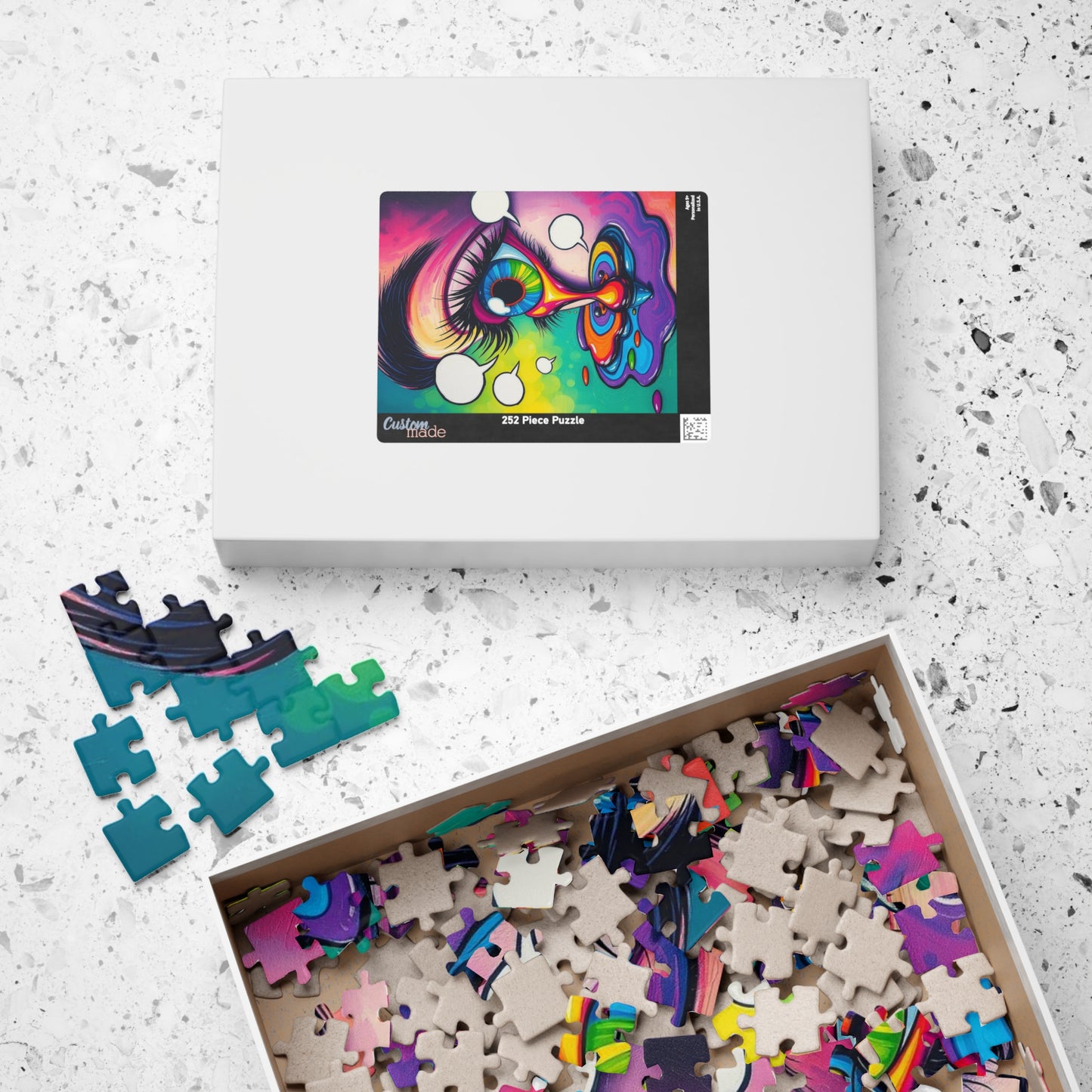 Comic Eye Jigsaw Puzzle - Vibrant Pop Art Jigsaw Game for Adults, Multicolored Tears Speech Bubbles, Family Home Entertainment Brain Teaser Puzzle The Puzzle Chest