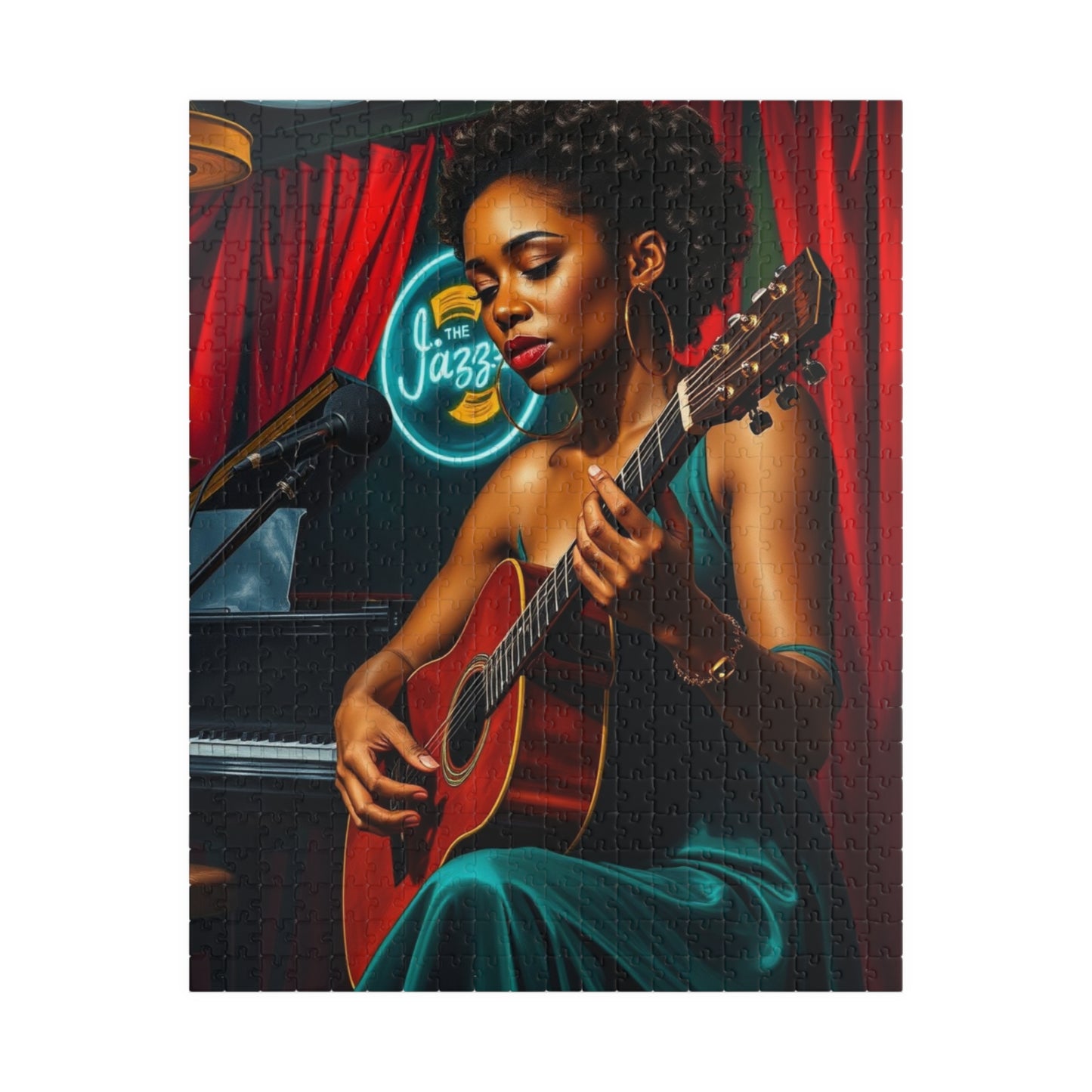 Black Jazz Singer Puzzle, 110-1014 Piece African American Woman Club Scene | Afrocentric Music Lover Gift, Family Game Night 520 pcs (Vertical) Puzzle The Puzzle Chest