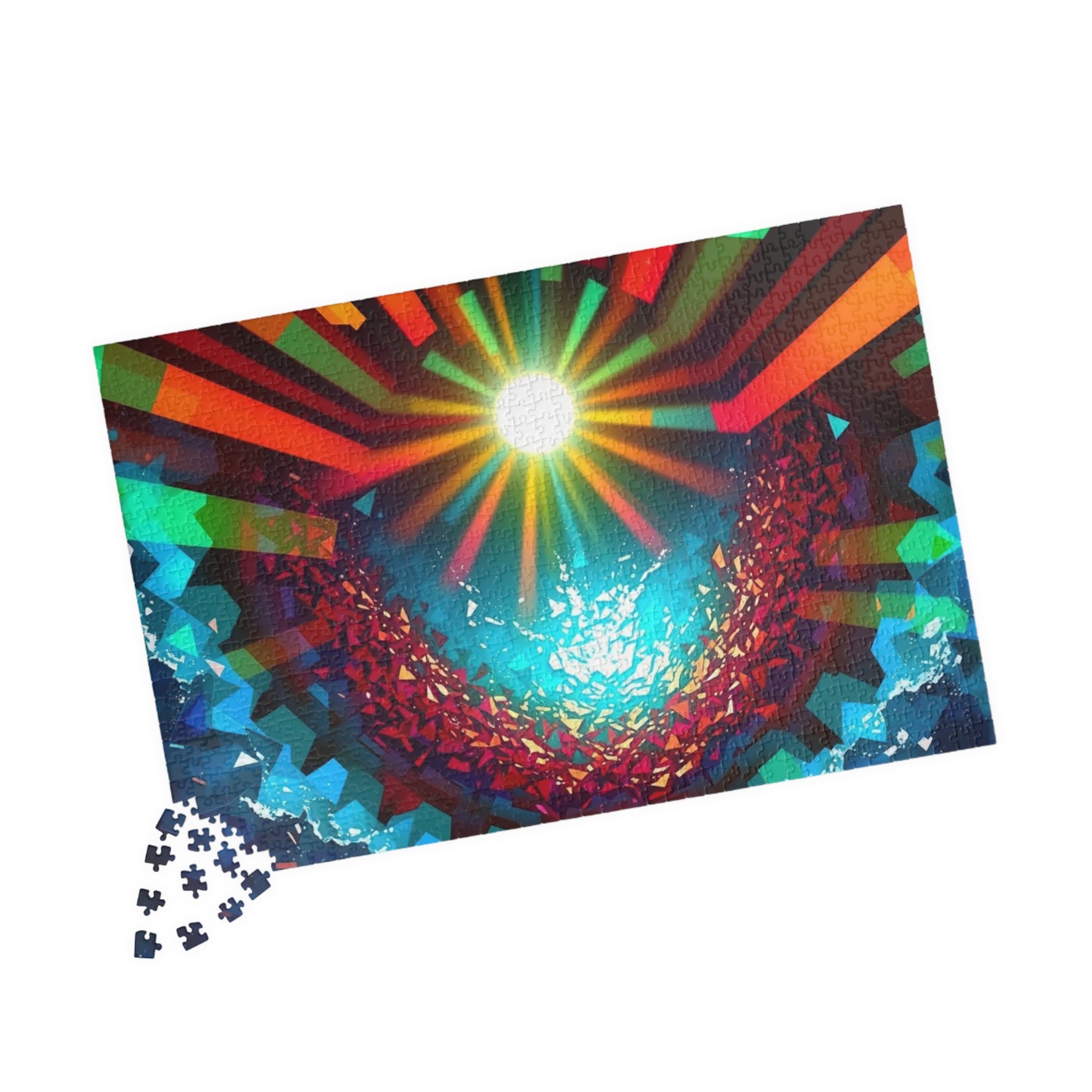 Abstract Horizon Jigsaw Puzzle (110-1014 Piece), Rising Sun Modern Art Illustration, Challenging Brain Teaser, Puzzle Lover Gift, Fun Hobby Puzzle The Puzzle Chest