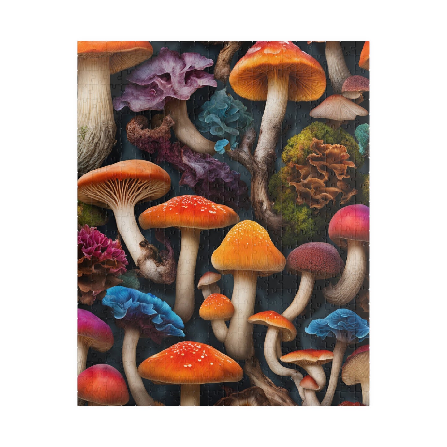 Mushroom Collage Puzzle, Colorful Toadstool Chaotic Jigsaw, 252 520 1014-Piece Game, Relaxing Mindfulness Activity, Gift for Nature Lover 520 pcs (Vertical) Puzzle The Puzzle Chest
