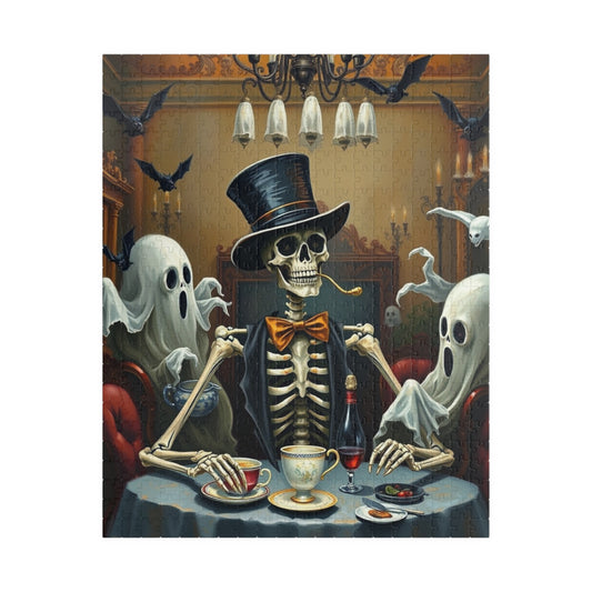 Vintage Skeleton Tea Party Jigsaw Puzzle, Halloween Decor, Friend Gift for Puzzle Lovers, Spooky Fun Great for Family Game Nights 520 pcs (Vertical) Puzzle The Puzzle Chest