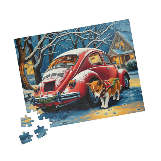 Charming Holiday Vintage Car Puzzle - Winter Retro Auto Scene with Corgi, Christmas Themed Jigsaw Puzzle Puzzle The Puzzle Chest