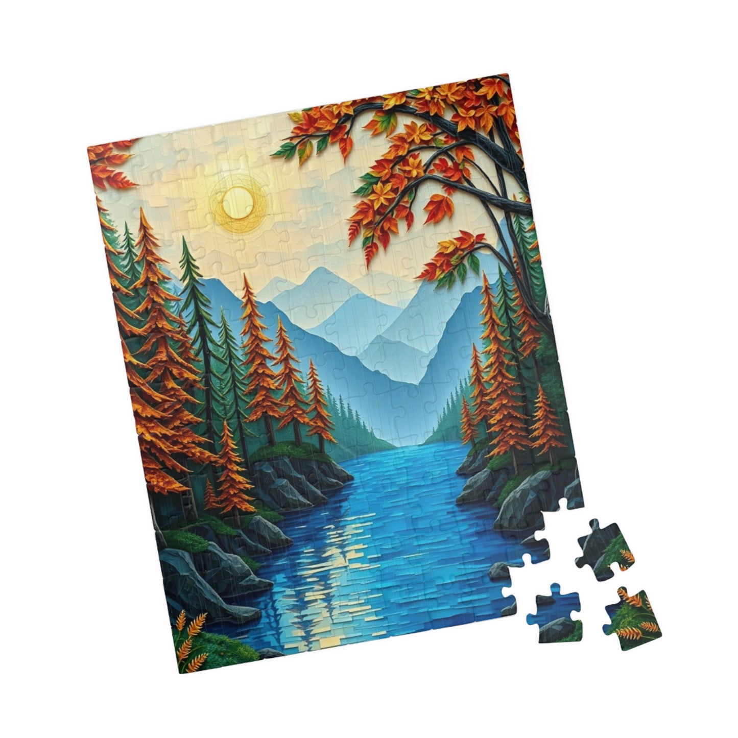 Mosaic Jigsaw Puzzle, Enchanted Forest Sunrise Landscape, 110-1014 Piece, Meditation Relaxation Game, Family Activity, Decorative Art, Gift Puzzle The Puzzle Chest