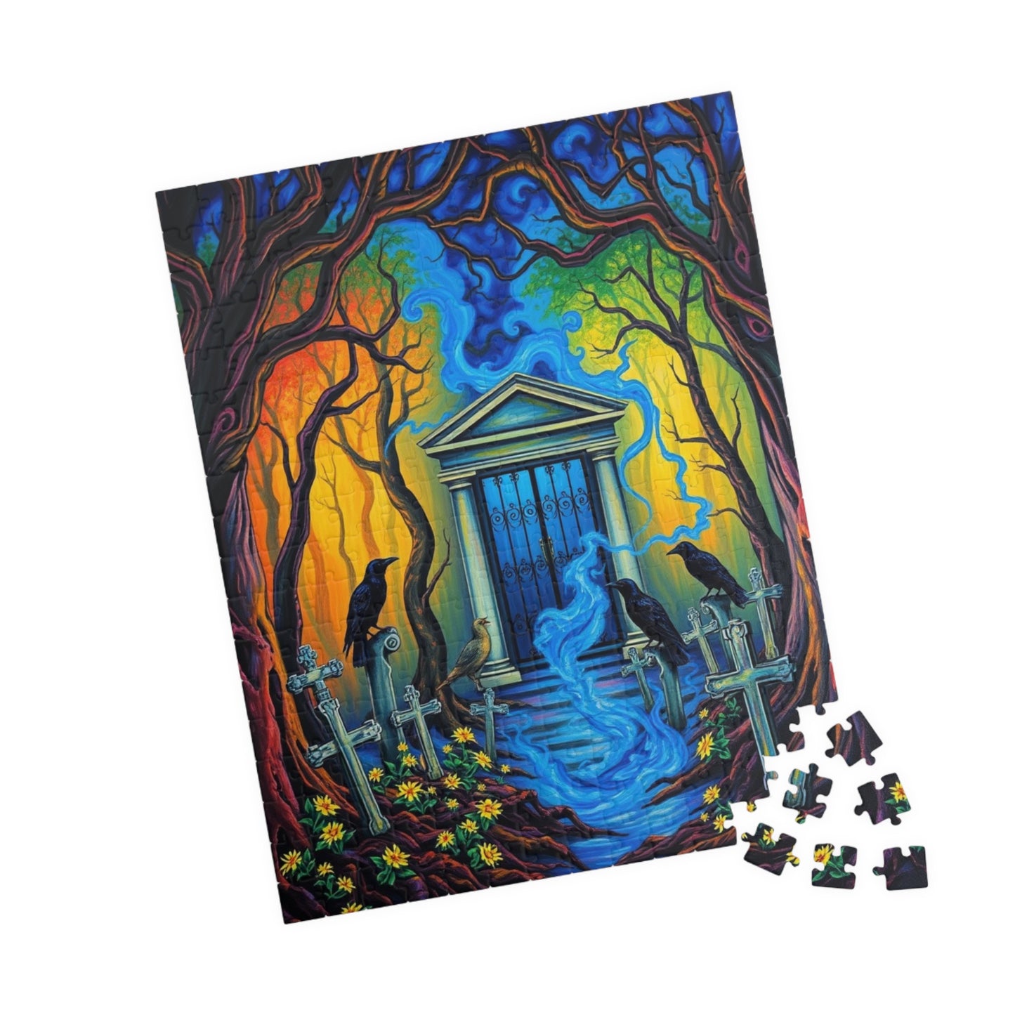 Mystical Cemetery Puzzle, Gothic Dark Fantasy Art Jigsaw Game, Unique Gift for Adult, Solo Fun, Brain Teaser, Quiet Pastime Holiday Activity Puzzle The Puzzle Chest