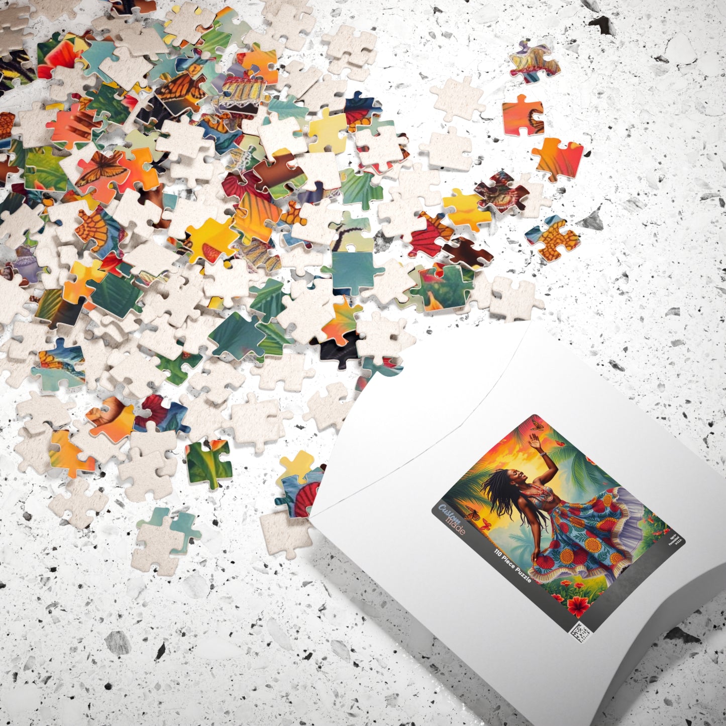 Vibrant Dance Puzzle Colorful Black Art Piece Puzzle, Afrocentric Tropical Vibe Jigsaw Game for Friend Gift for Art Lover Home Entertainment Puzzle The Puzzle Chest