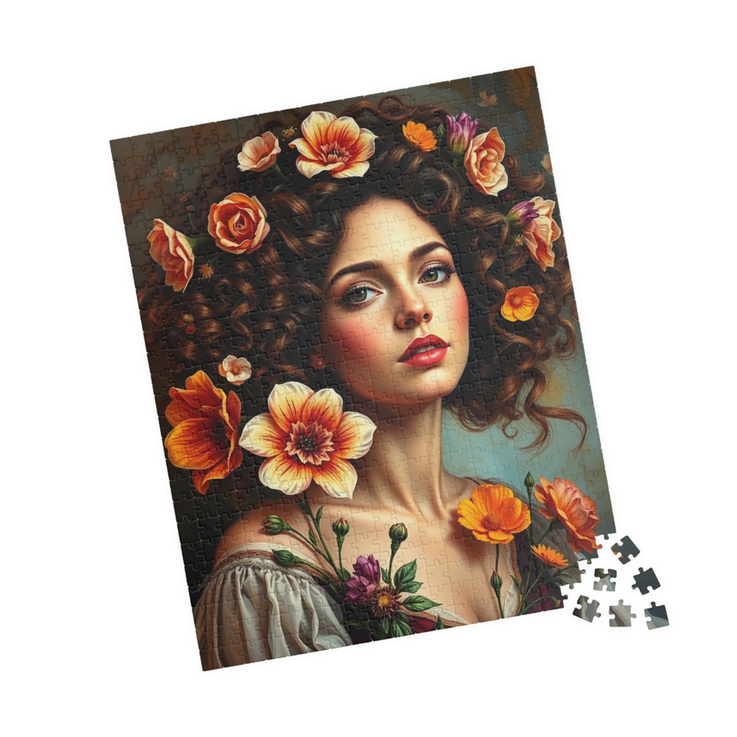 Floral Art Puzzle, Beautiful Woman Portrait Jigsaw, Relaxing Activity for Adults, Gift for Puzzle Lovers and Friends, Mindful Brain Teaser Puzzle The Puzzle Chest