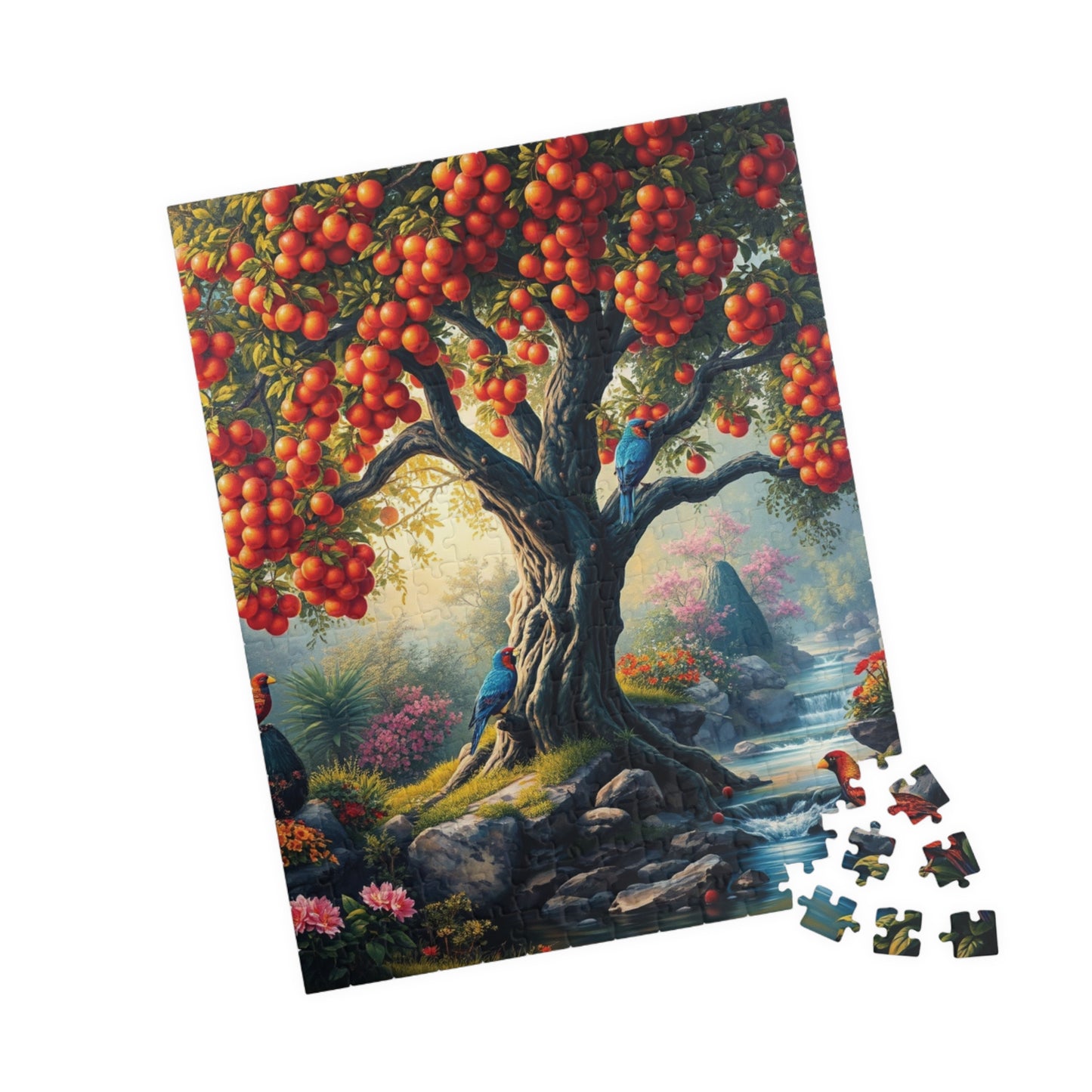 Garden of Eden Puzzle, Serene Biblical Scene (110, 252, 520, 1014 Pieces), Fruit Tree Stream Birds Flowers, Jigsaw Game Brain Teaser, Home Puzzle The Puzzle Chest