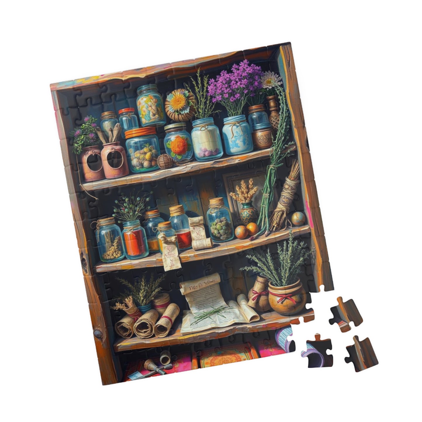 Botanical Garden Shelf Puzzle - Nature Lover's Jigsaw, Folk Art Home Decor, Gift for Adults, Eco-Friendly Cozy Indoor Activity, Brain Teaser Puzzle The Puzzle Chest