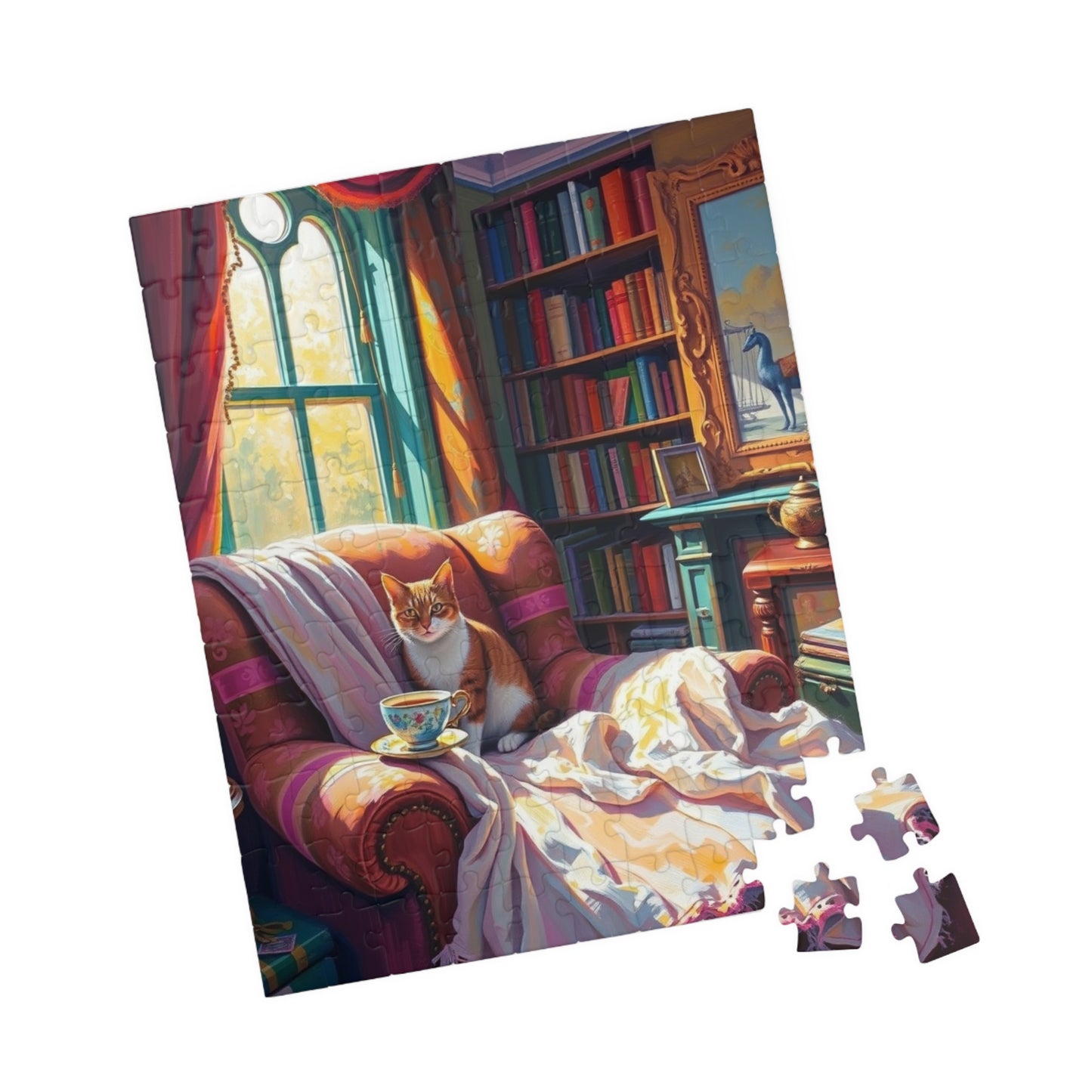 Cozy Study Room Jigsaw Puzzle, Home Office Sanctuary for Cat, Animal Lover Gift, Mindful Hobby, Indoor Activity, Best Family Entertainment Puzzle The Puzzle Chest