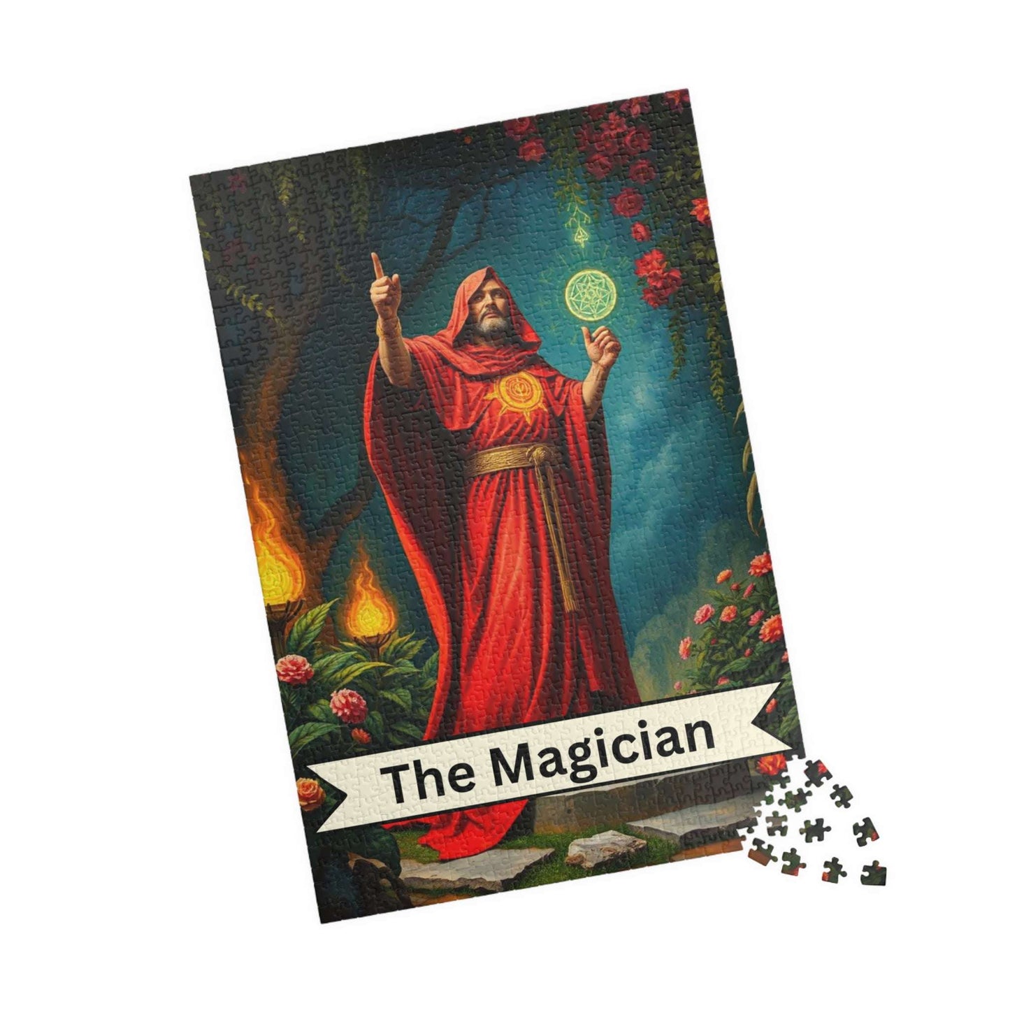 Mystical Magician Puzzle - Tarot Card Style 110-1014 Piece Jigsaw, Gift for Magic Lovers, Unique Home Decor, Family Fun, Mindful Activity 1014 pcs (Vertical) Puzzle The Puzzle Chest