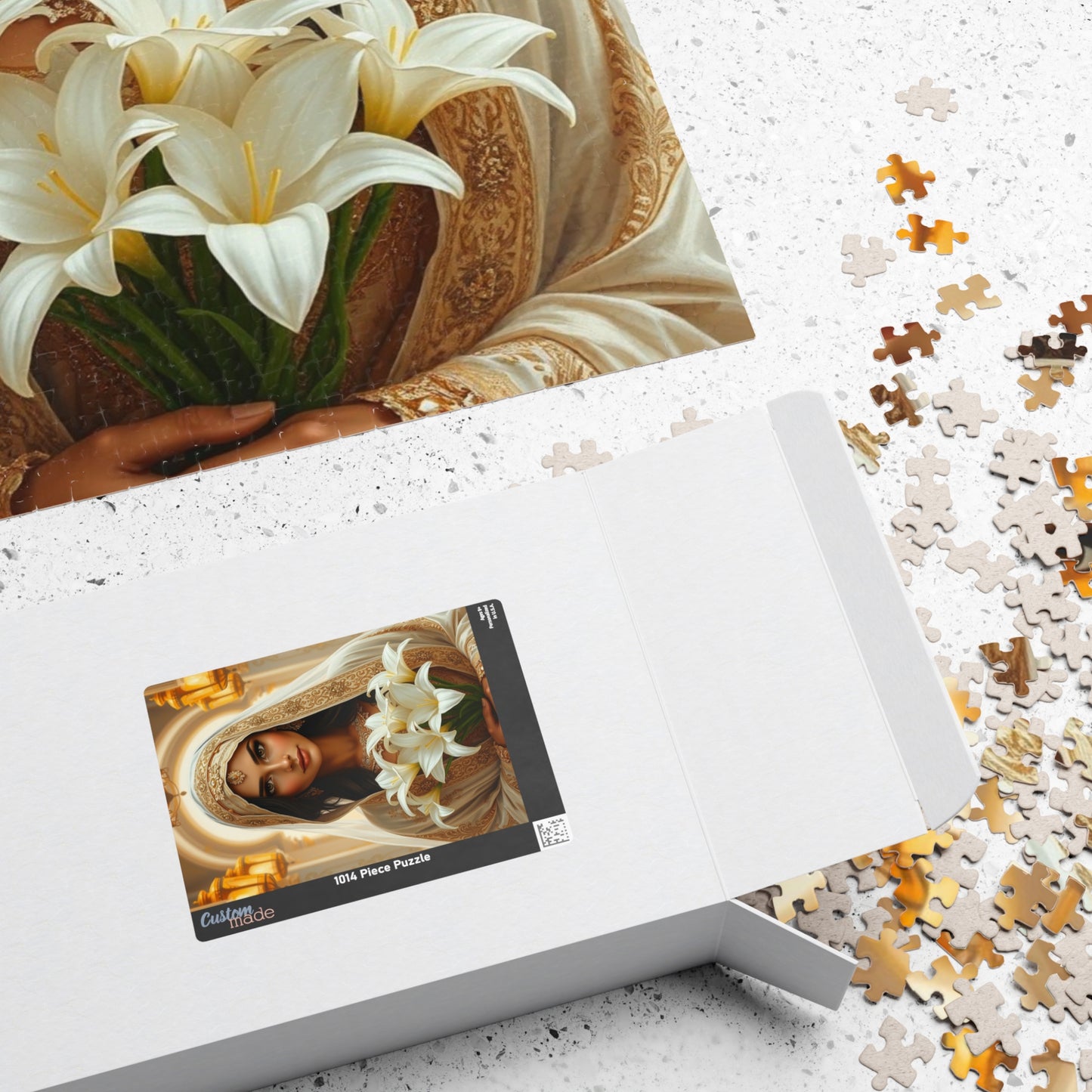 Middle Eastern Bride Puzzle with Gold Ivory Kaftan and Lanterns, Family Friendly Wedding Jigsaw Game, Mindful Activity, Puzzle Lover Gift Puzzle The Puzzle Chest