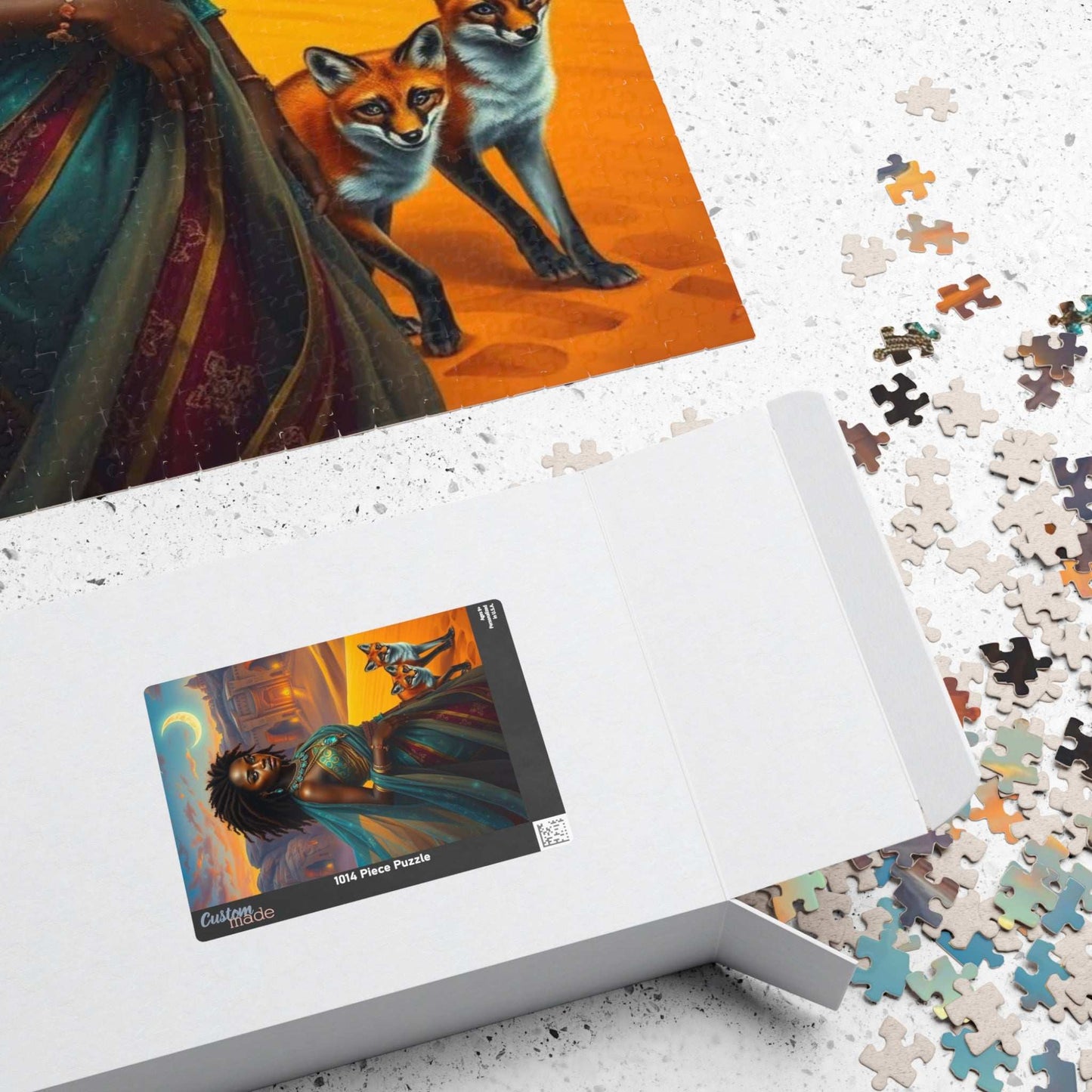 Starlit Desert Princess Puzzle - African American Woman Celestial Skies Jigsaw, Black Art, Afrocentric Artwork Puzzle The Puzzle Chest