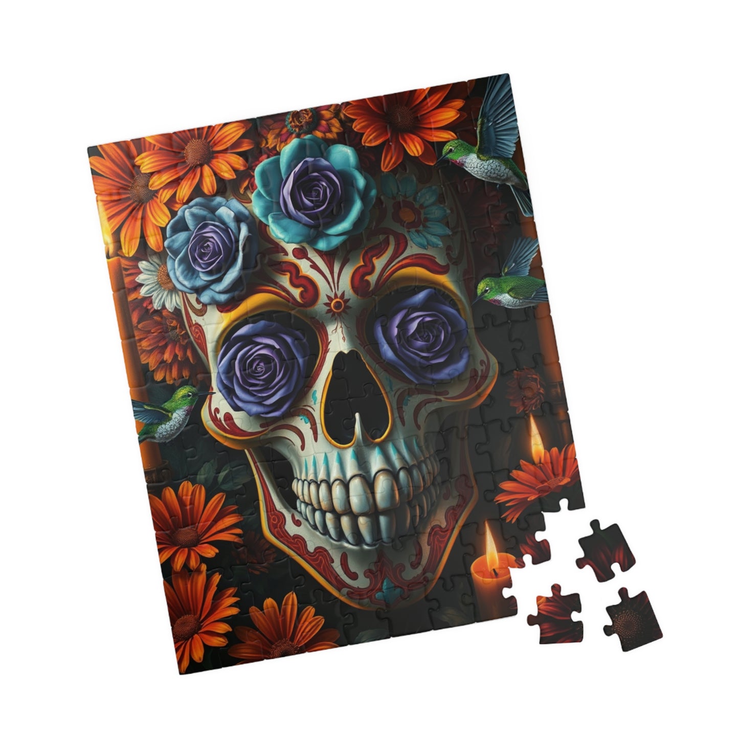 Colorful Skull Puzzle | Day of the Dead Jigsaw Game for Adults, Gift for Puzzle and Gothic Art Lovers, Mental Exercise, Fun Solo Activity Puzzle The Puzzle Chest