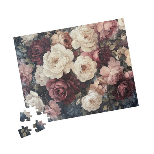 Vintage Rose Bouquet Jigsaw Puzzle — Floral Puzzle (Antique Flower Garden Vibe)