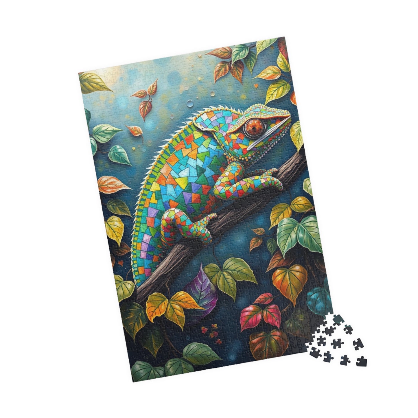 Jigsaw Puzzle, Mosaic Chameleon Camouflaged on Branch, Rich Leaves and Vines, Giftable Game for Adults, Fun Family Activity, Brain Teaser Puzzle The Puzzle Chest