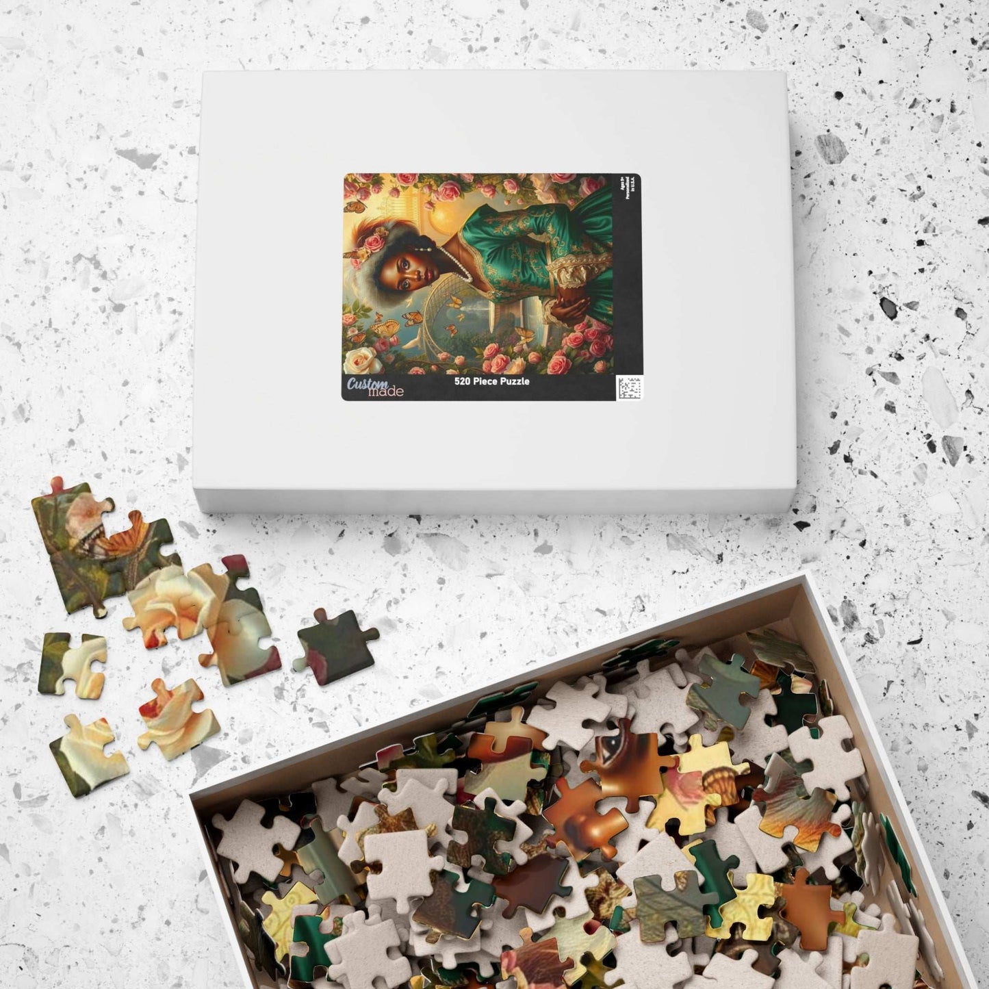 Floral Victorian Black Woman Jigsaw Puzzle, African American Lady Art, Afrocentric Artwork Puzzle The Puzzle Chest