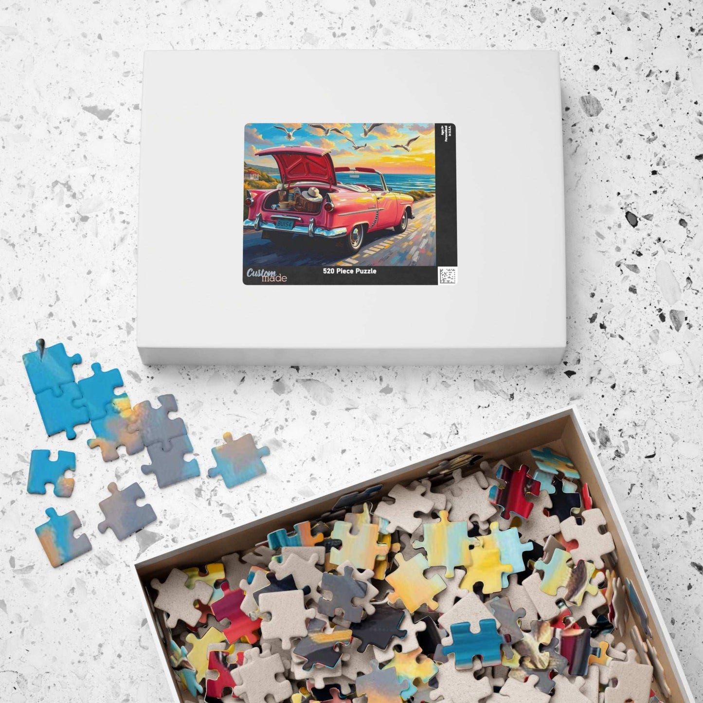 Seaside Summer Getaway Jigsaw Puzzle - Vintage Car, 110-1014 Piece Beach Theme Solo or Family Activity, Ideal Holiday Gift for Car Lover Puzzle The Puzzle Chest