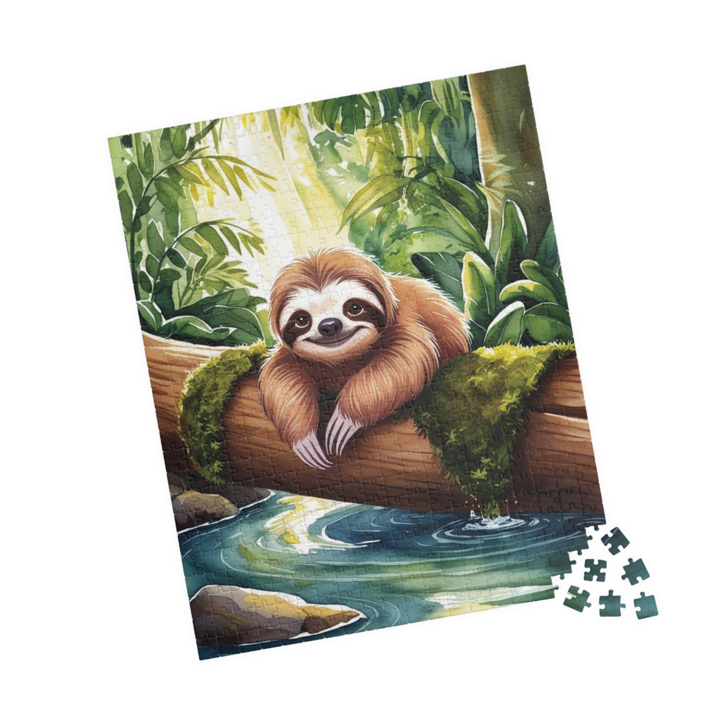 Jigsaw Puzzle, Relaxing Sloth Hanging Upside Down in Tropical Jungle, Puzzle for Nature Lovers, Rainforest Wildlife Game Night, Cute Puzzle The Puzzle Chest