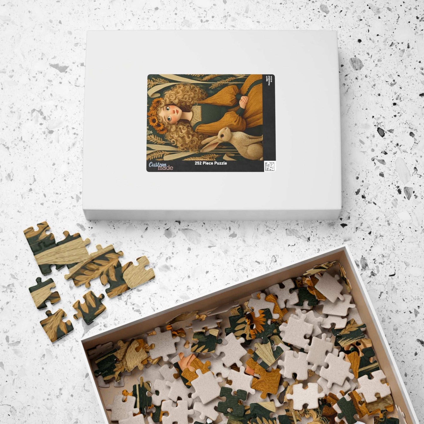 Cornfield Harvest Jigsaw Puzzle – Sunflower Girl, Prairie Dress, Autumn Bunny Puzzle The Puzzle Chest