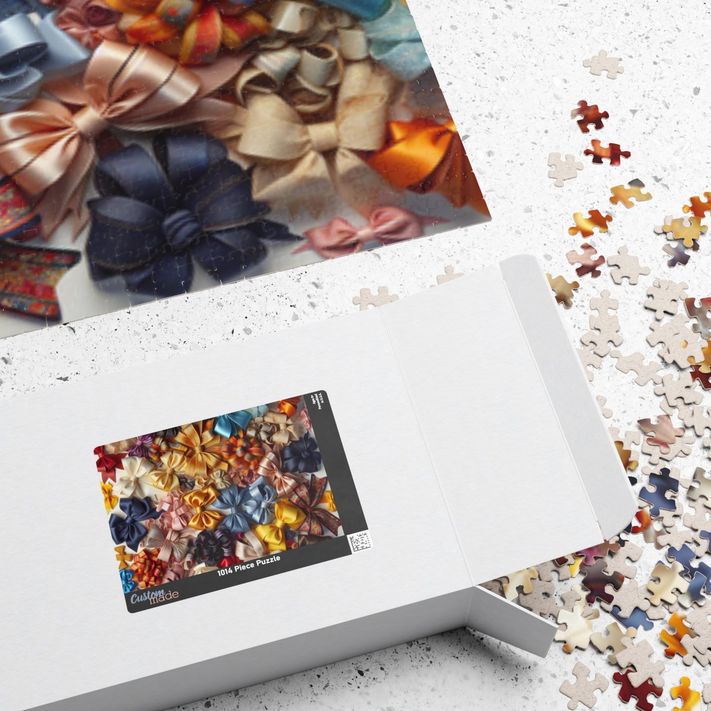 Jigsaw Puzzle, Bow Collage, Colorful 110 252 520 1014-Piece, Coquette Bows, Family Game Night, Mindfulness Activity, Holiday Gift, Stress Puzzle The Puzzle Chest