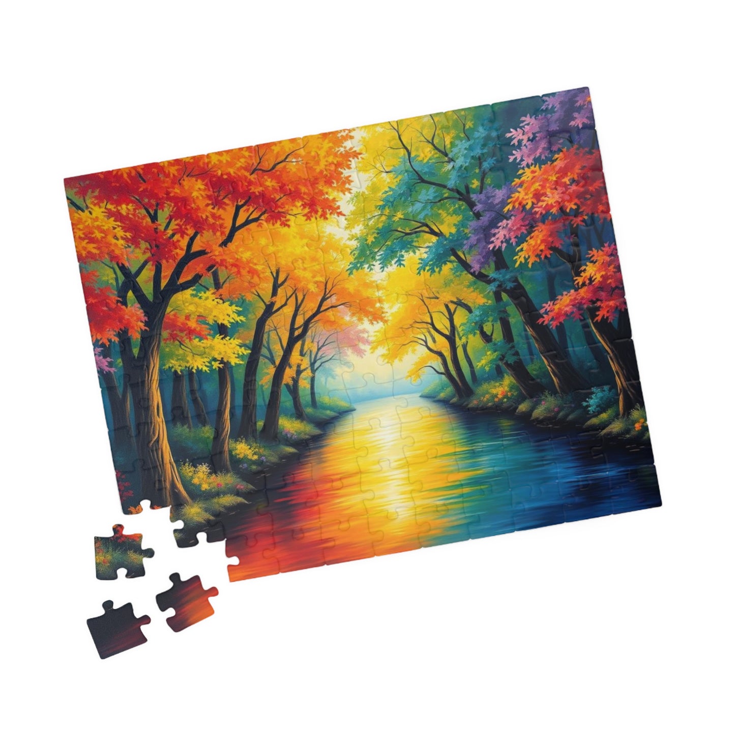 Reflections of Pride Jigsaw Puzzle, Vibrant Autumn Trees Rainbow Forest Puzzle, LGBTQ+ Nature Puzzle for Solo or Family Activity, Pride Gift Puzzle The Puzzle Chest