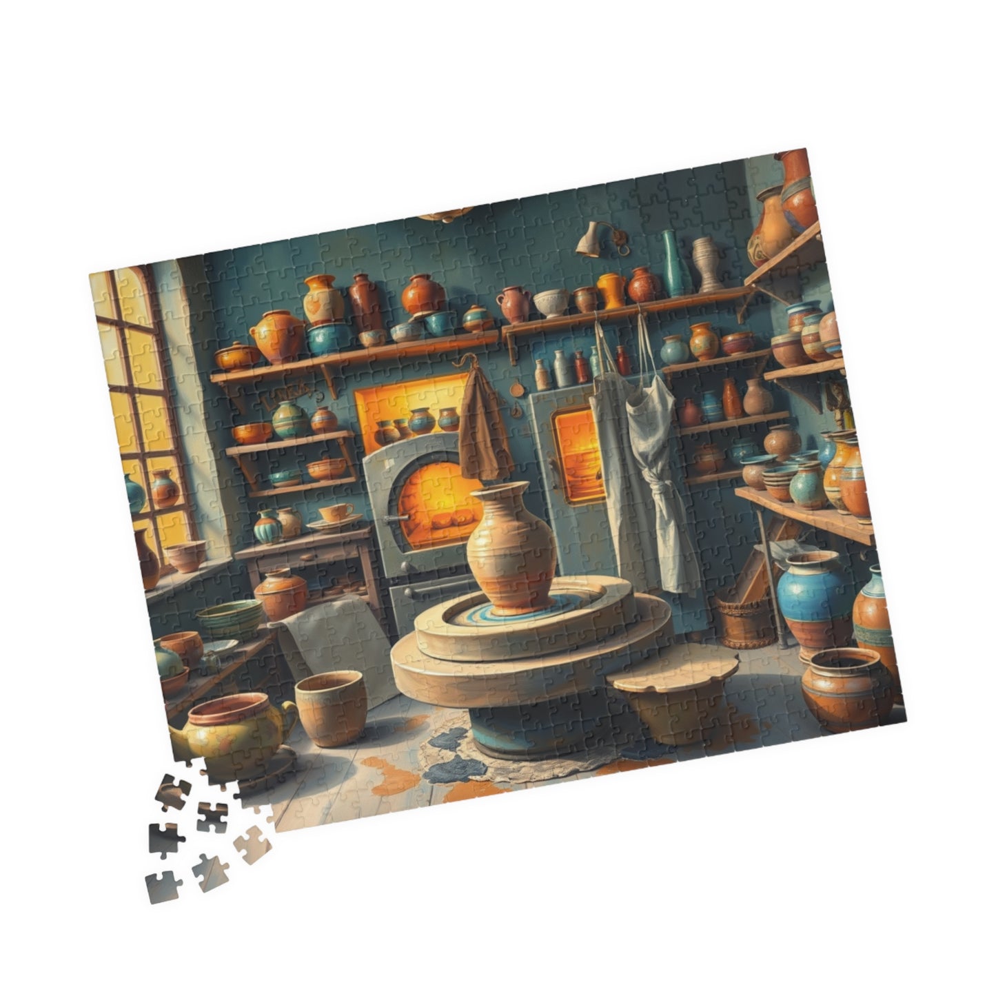 Artisan Pottery Shop Jigsaw Puzzle, Cute Colorful Ceramic Bowls, Vases and Potter's Wheel, Craft Lover Puzzle Enthusiast Gift, Relaxation Puzzle The Puzzle Chest