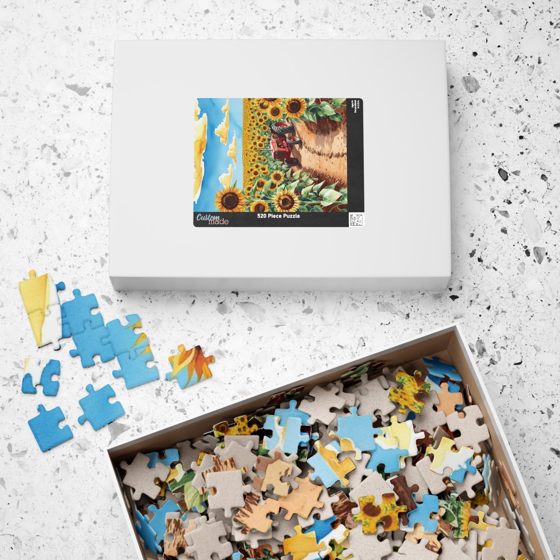 Jigsaw Puzzle, Sunflower Field 1000 Piece, Red Tractor Landscape, Adults DIY Game, Family Activity, Gift for Gardeners Puzzle The Puzzle Chest